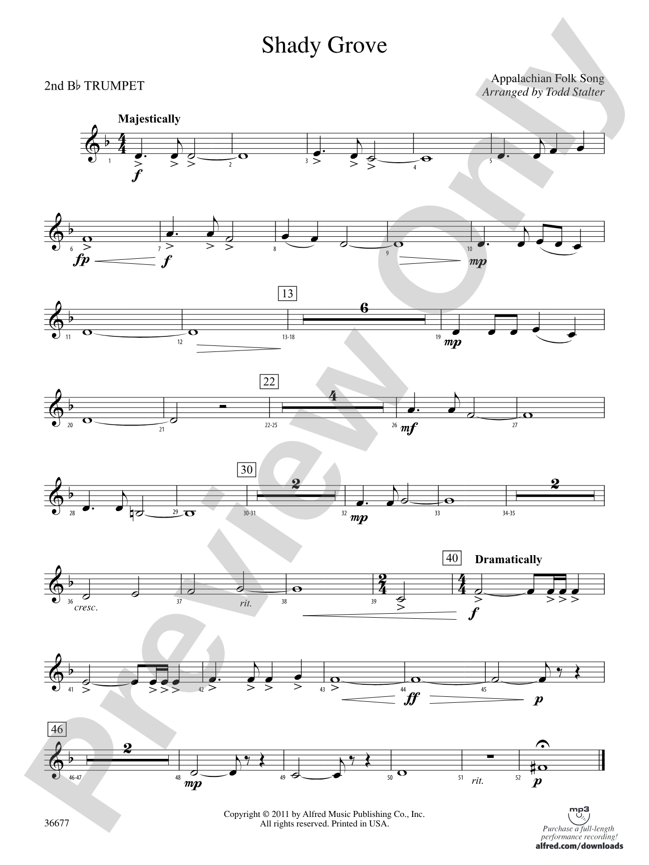 Shady Grove: 2nd B-flat Trumpet