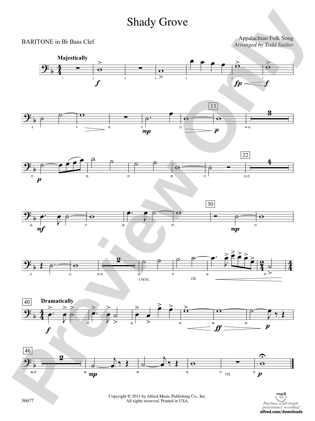 Shady Grove: (wp) B-flat Baritone B.C.