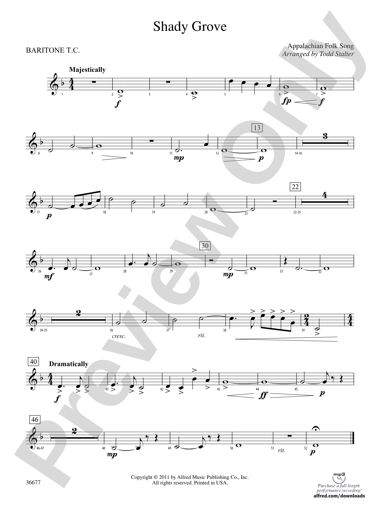 Shady Grove: (wp) Baritone T.C.