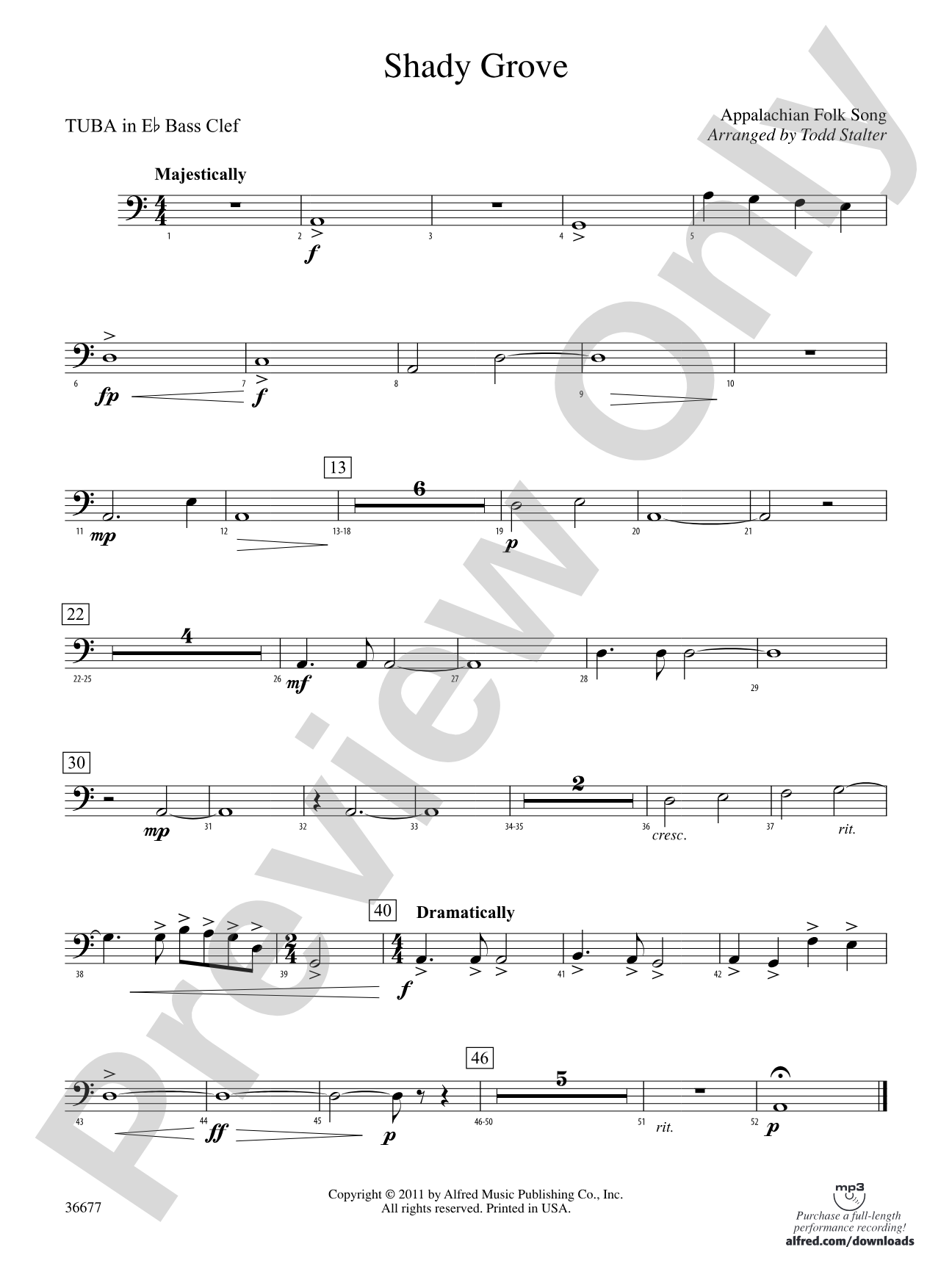 Shady Grove: (wp) E-flat Tuba B.C.
