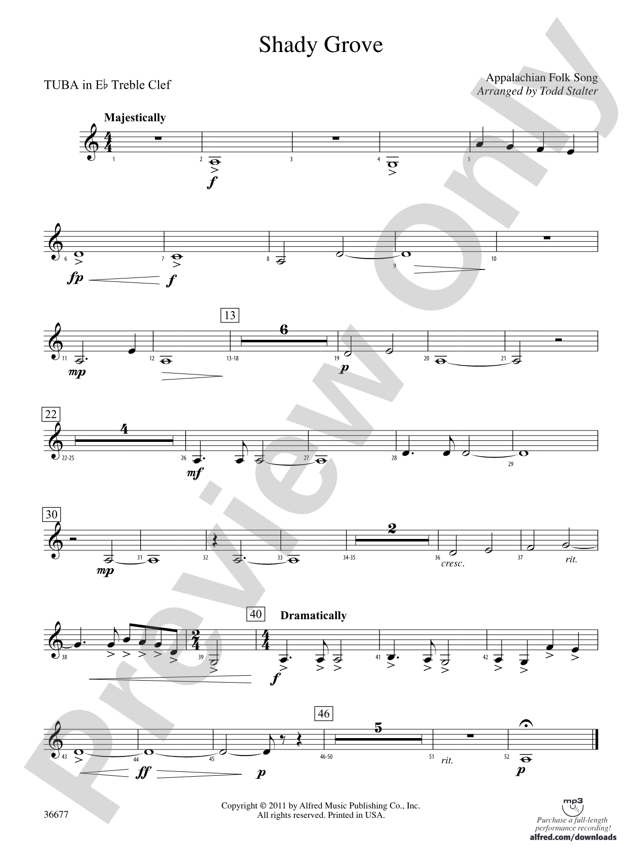 Shady Grove: (wp) E-flat Tuba T.C.