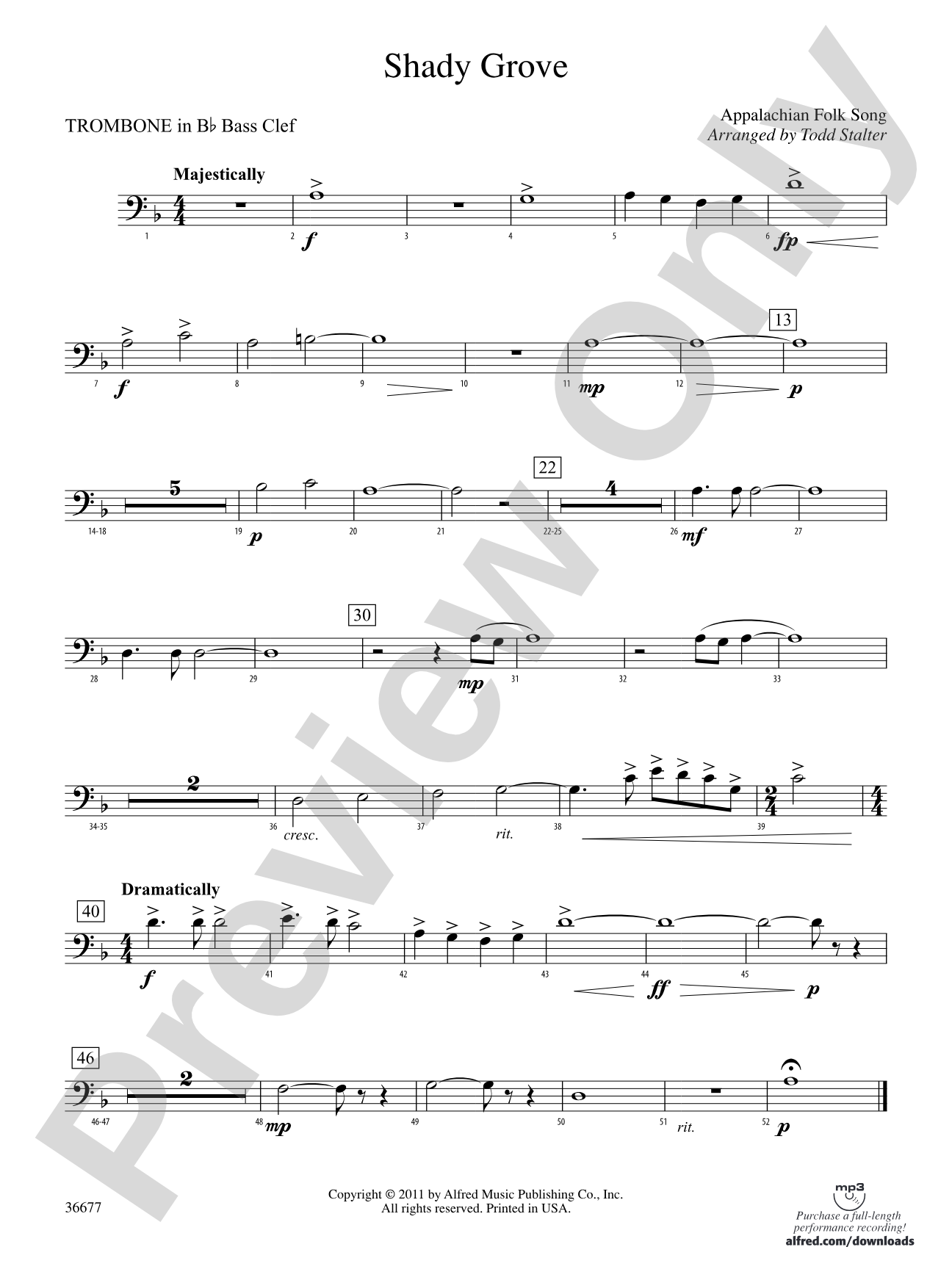 Shady Grove: (wp) 1st B-flat Trombone B.C.