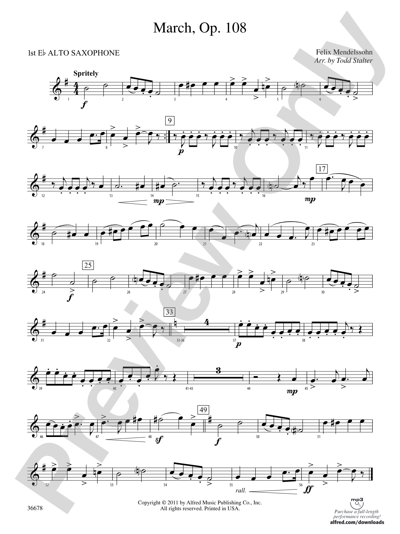 March, Op. 108: E-flat Alto Saxophone