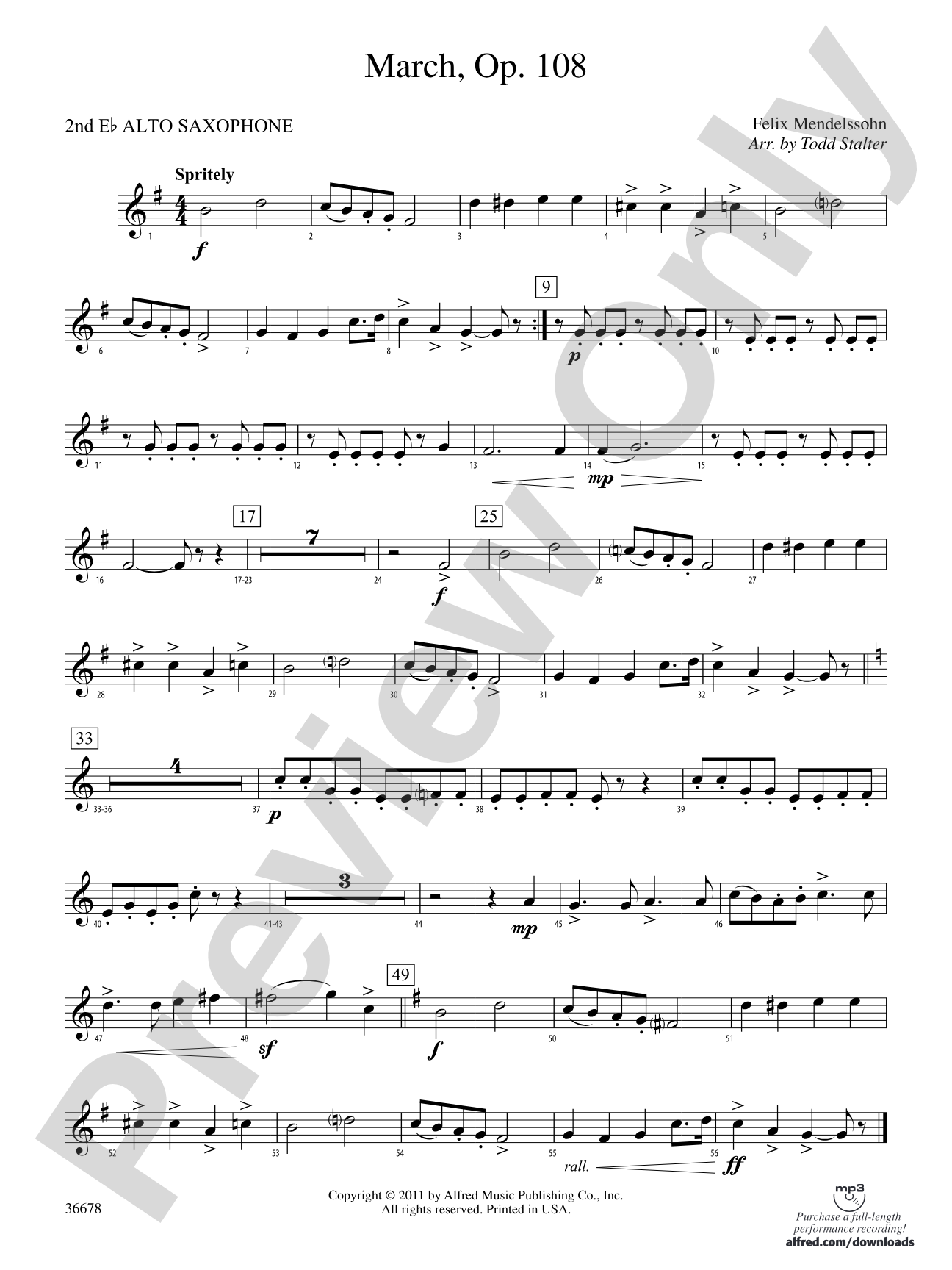 March, Op. 108: 2nd E-flat Alto Saxophone