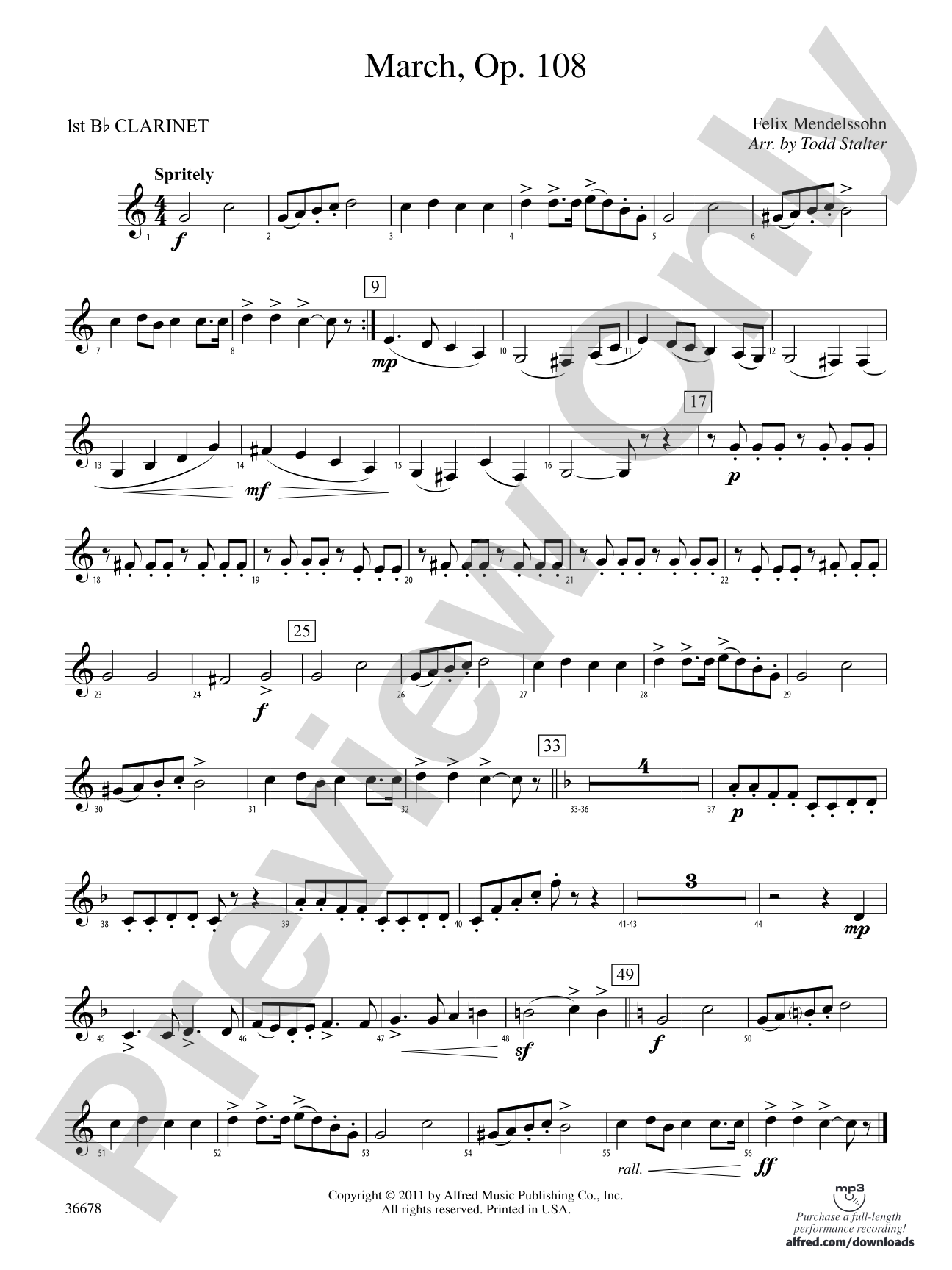 March, Op. 108: 1st B-flat Clarinet
