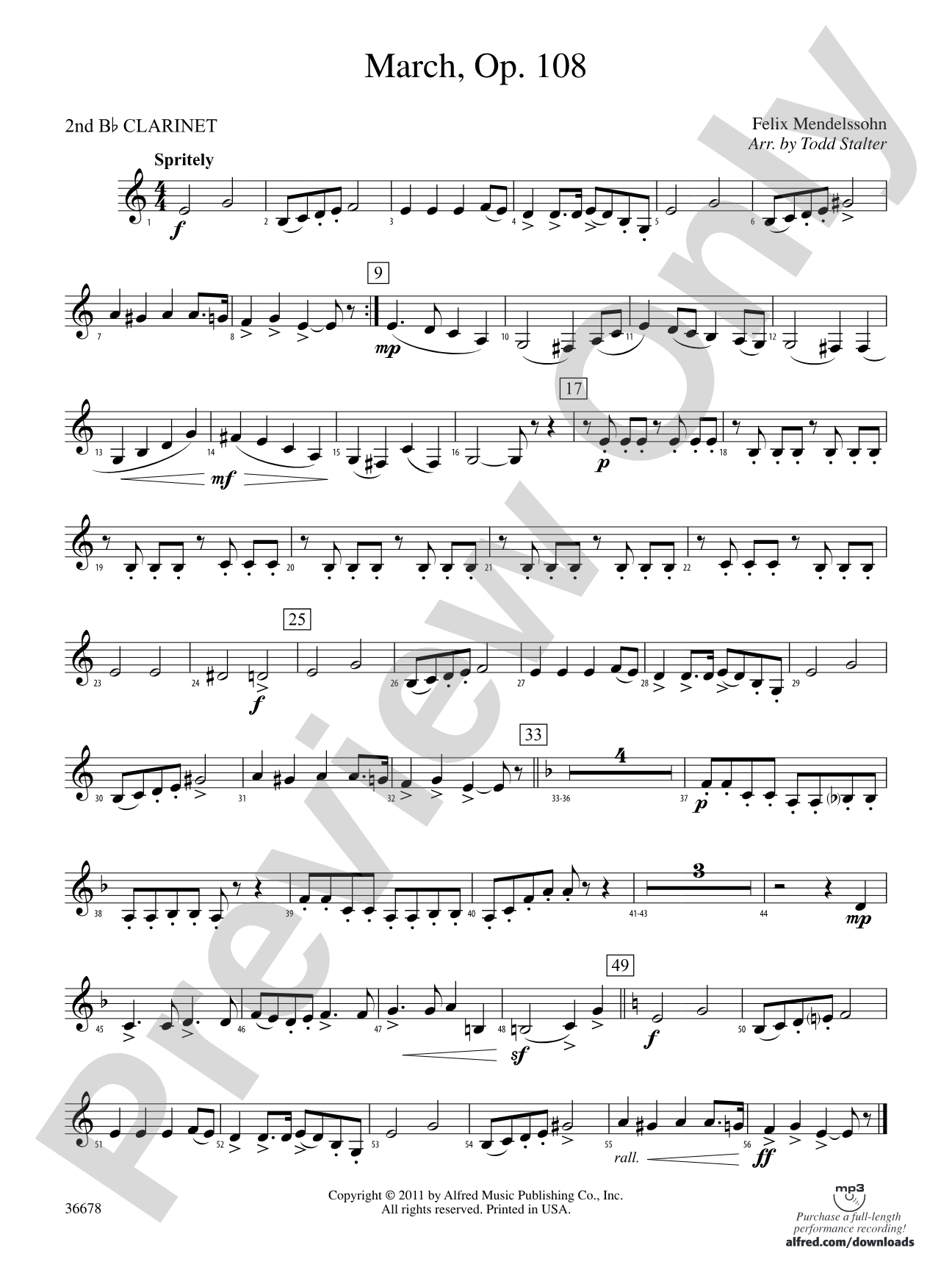 March, Op. 108: 2nd B-flat Clarinet