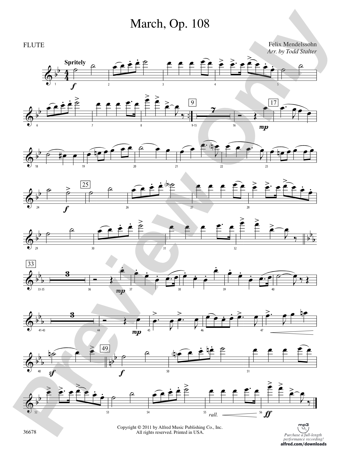 March, Op. 108: Flute