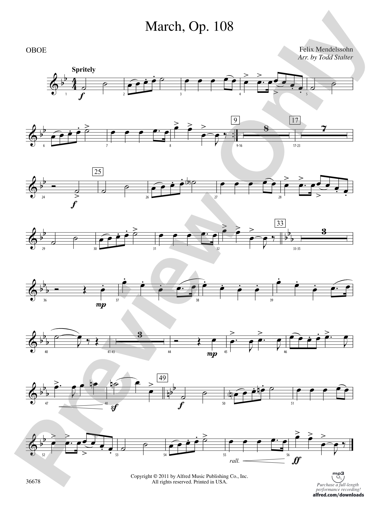 March, Op. 108: Oboe