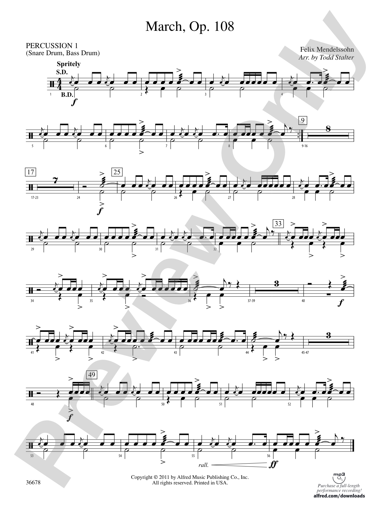 March, Op. 108: 1st Percussion