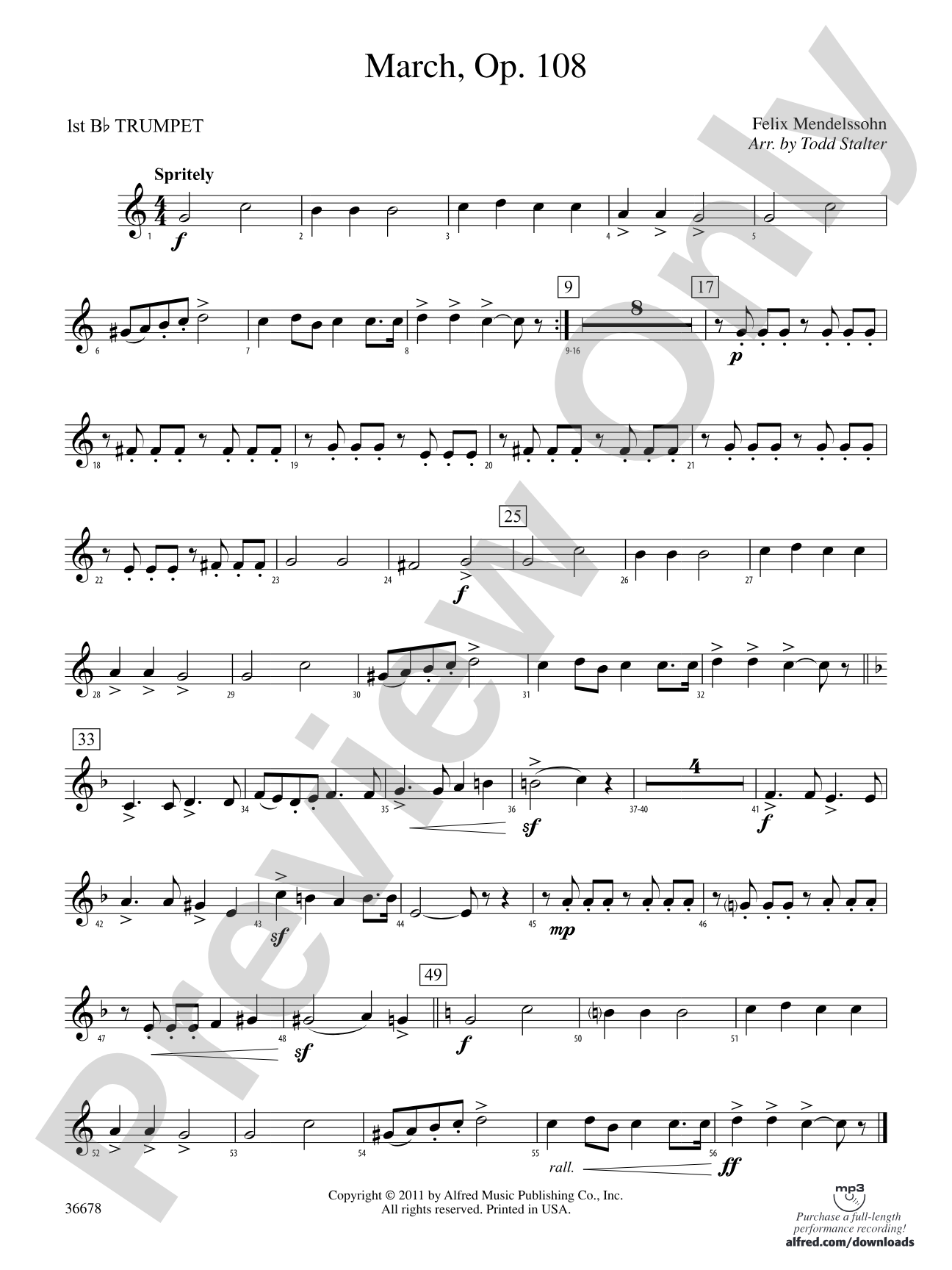 March, Op. 108: 1st B-flat Trumpet