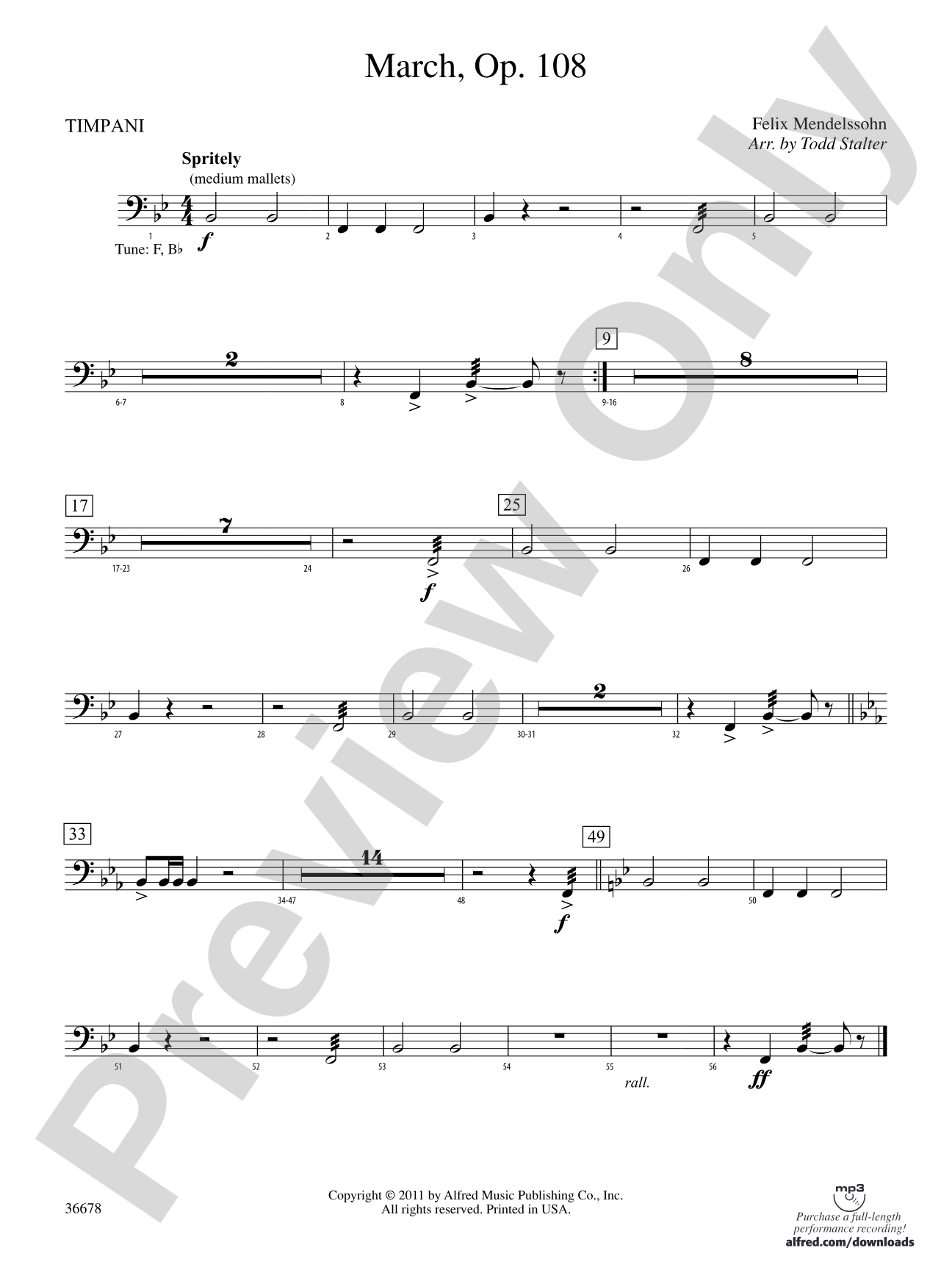 March, Op. 108: Timpani