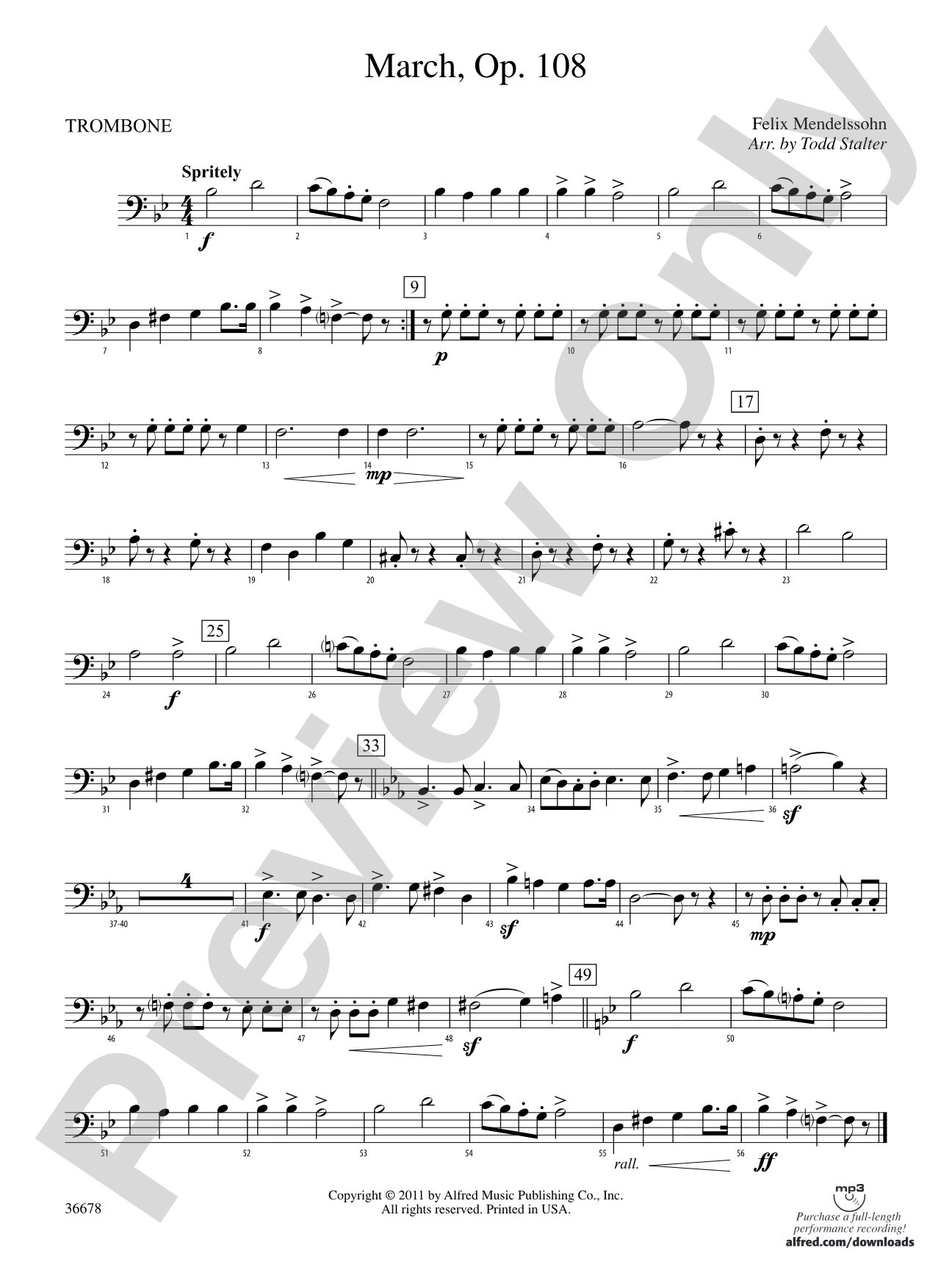 March, Op. 108: 1st Trombone