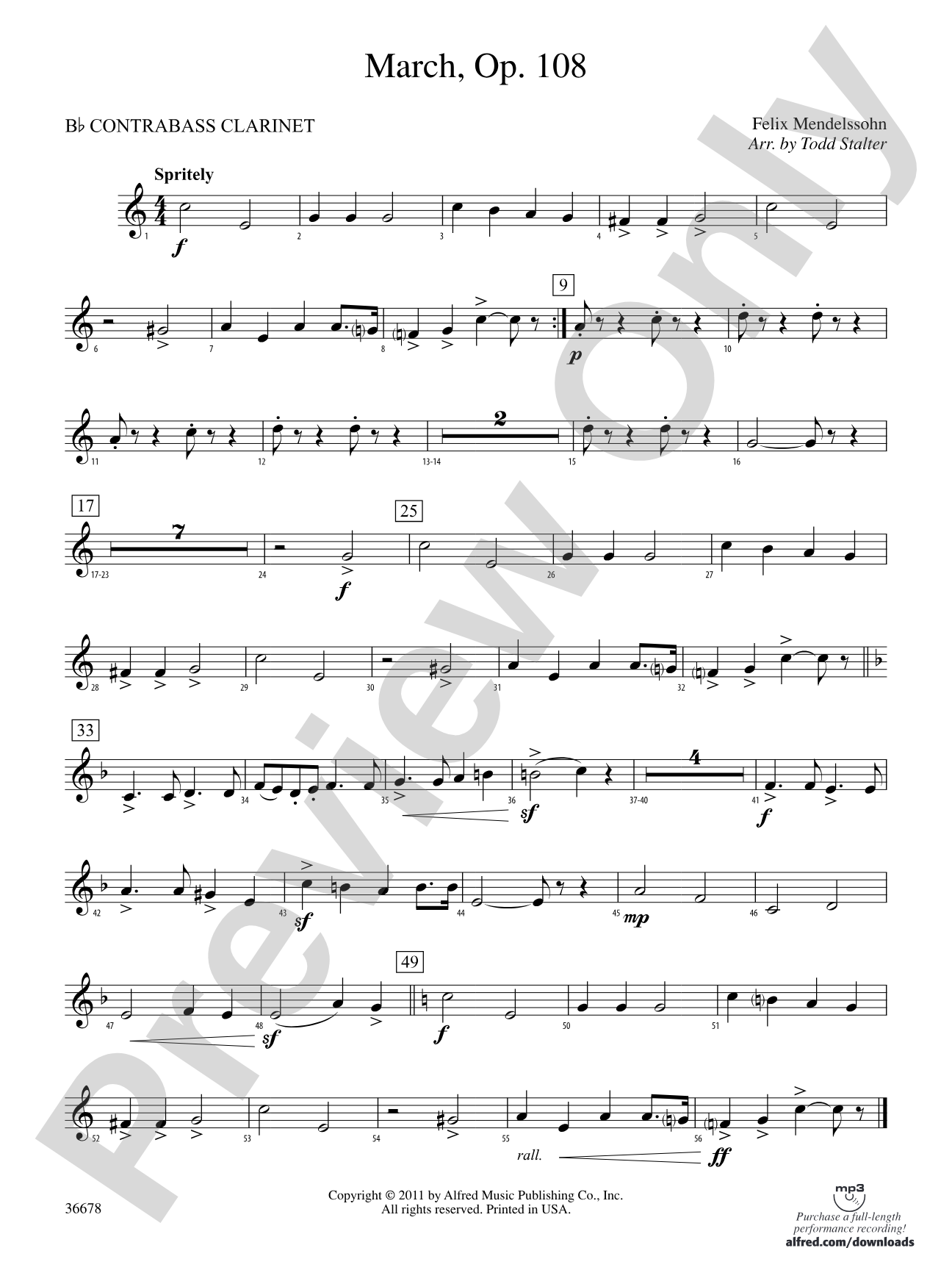 March, Op. 108: (wp) B-flat Contrabass Clarinet