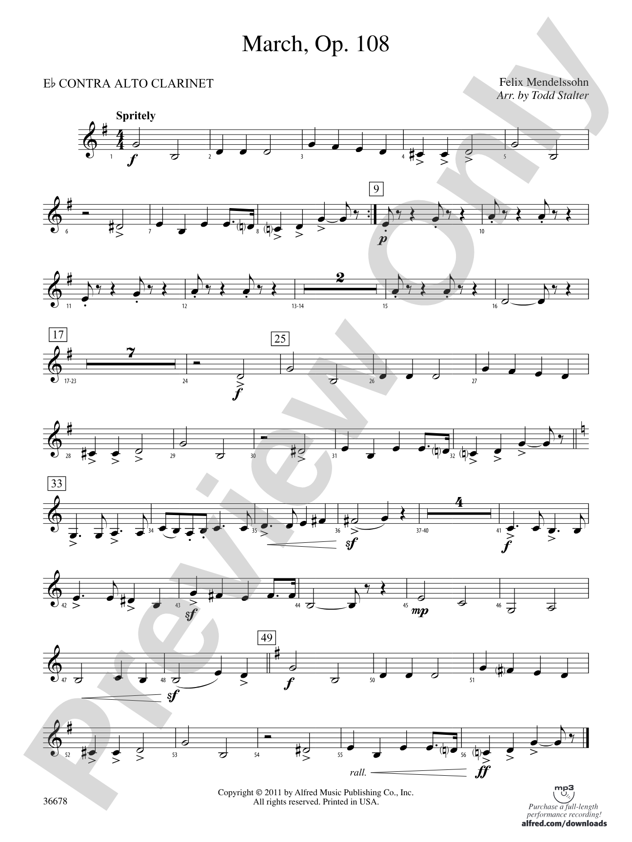 March, Op. 108: (wp) E-flat Contrabass Clarinet