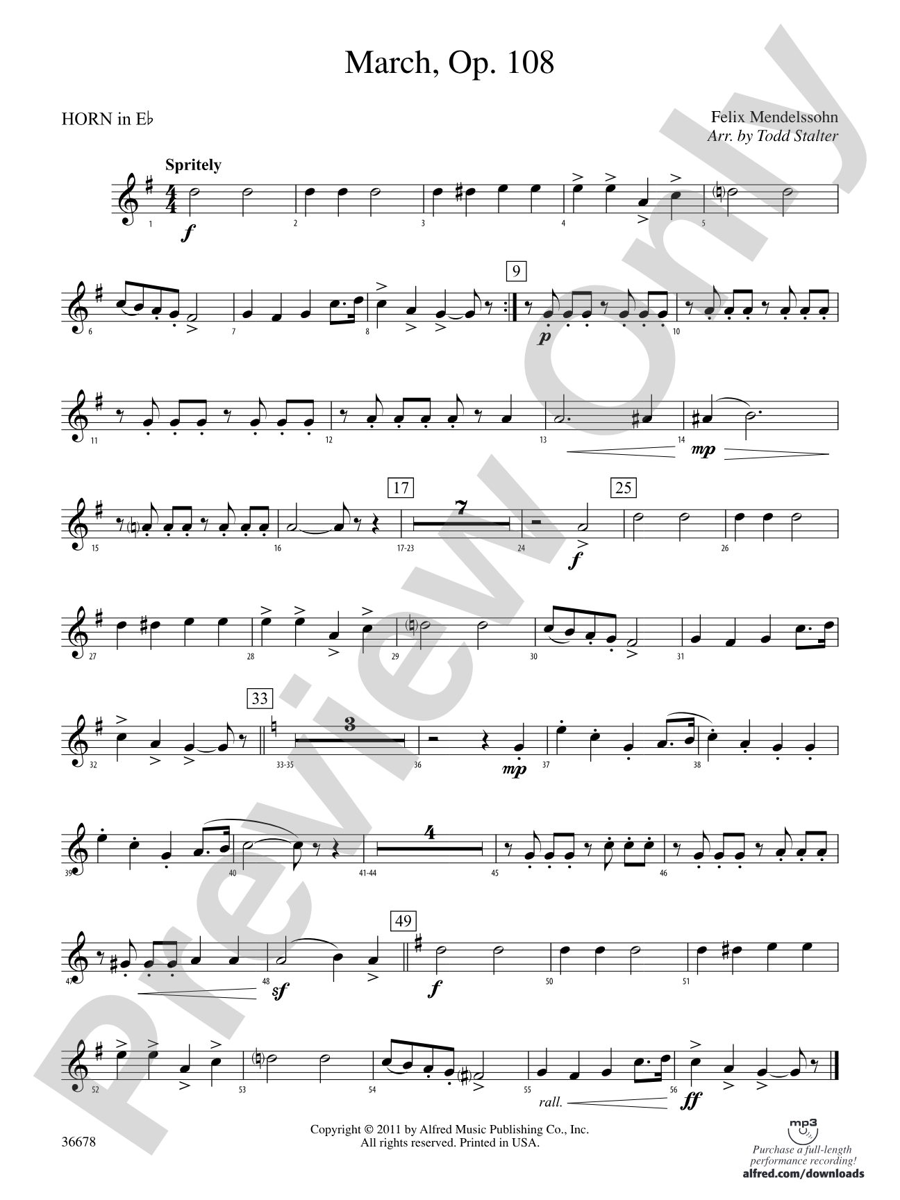 March, Op. 108: (wp) 1st Horn in E-flat