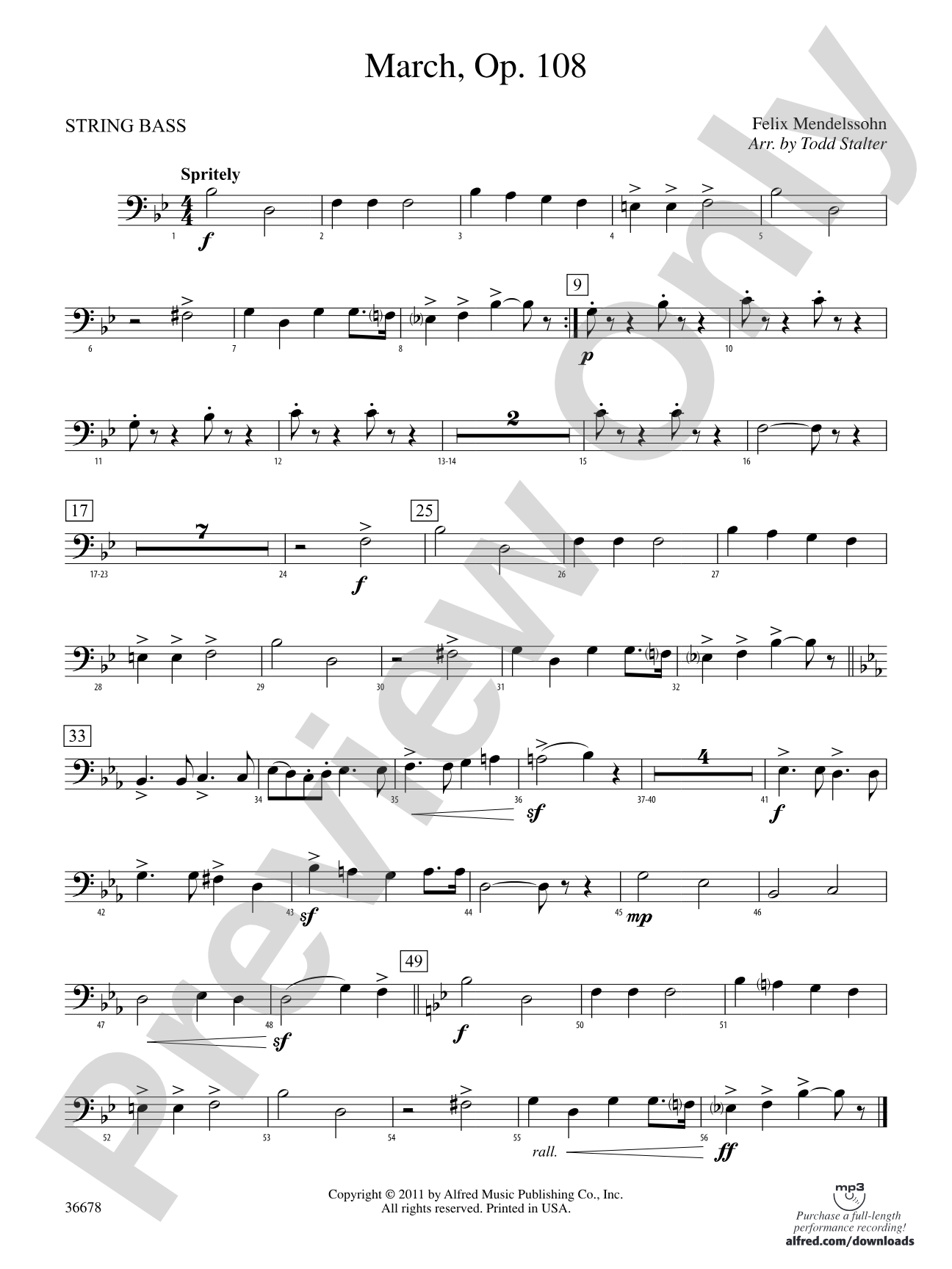 March, Op. 108: (wp) String Bass