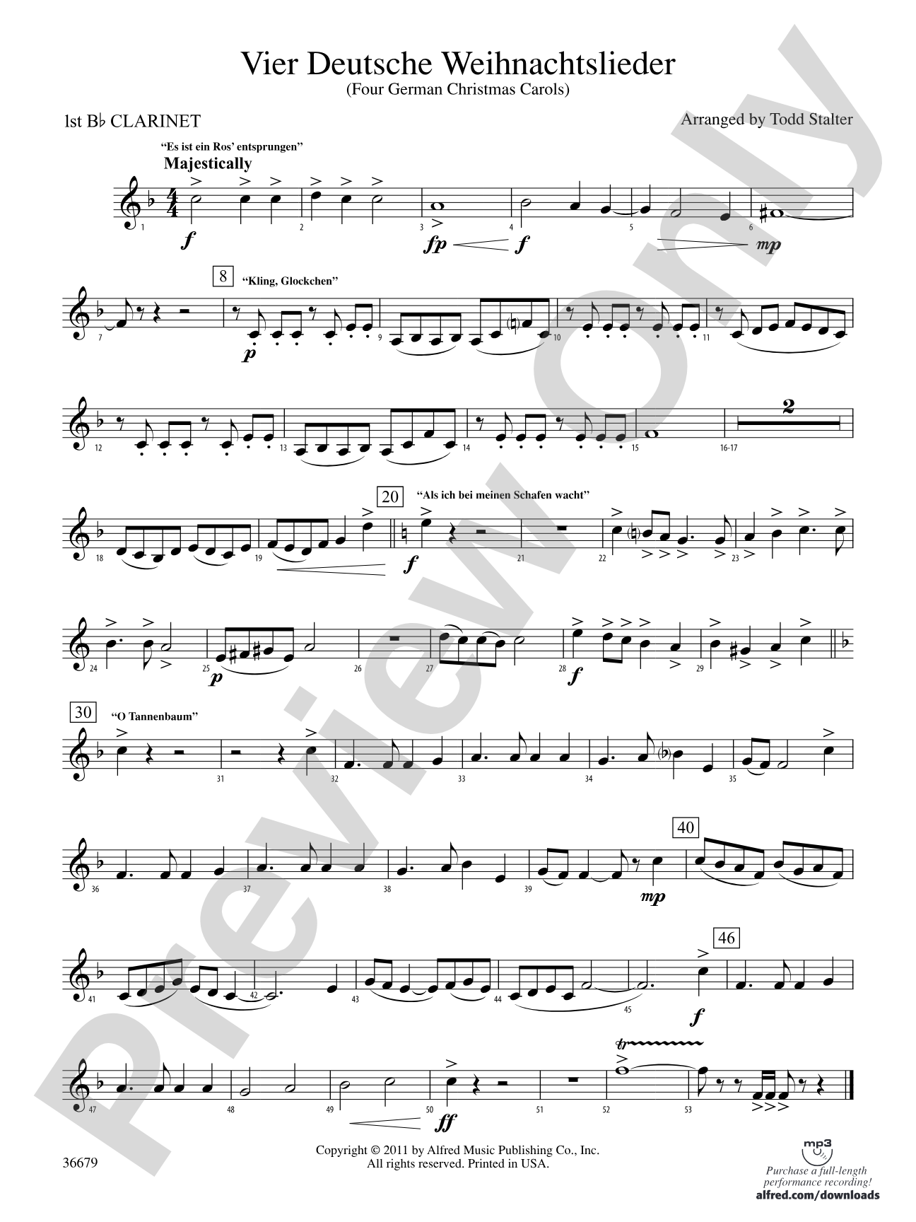 Vier Deutsche Weihnachtslieder: 1st B-flat Clarinet