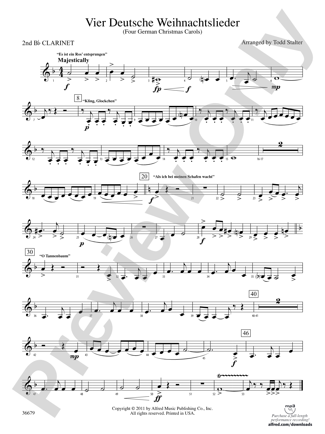Vier Deutsche Weihnachtslieder: 2nd B-flat Clarinet