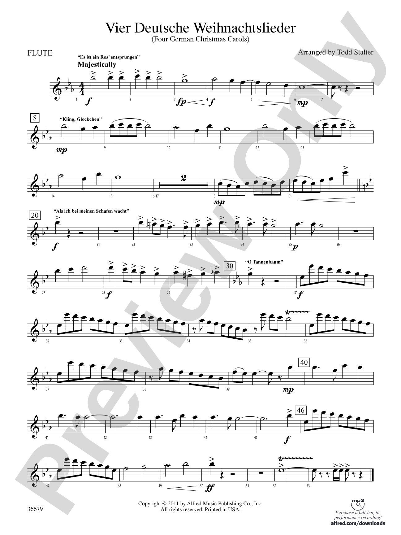 Vier Deutsche Weihnachtslieder: Flute