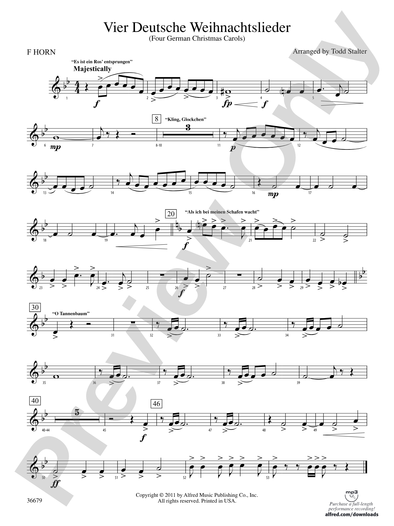 Vier Deutsche Weihnachtslieder: 1st F Horn