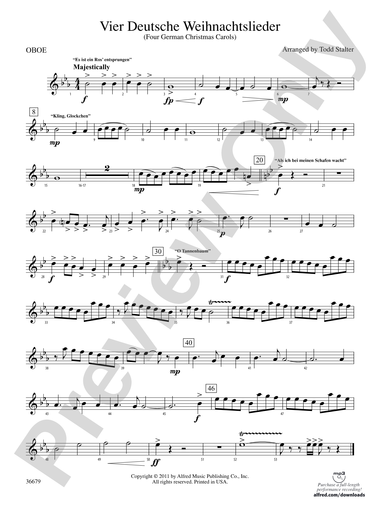 Vier Deutsche Weihnachtslieder: Oboe
