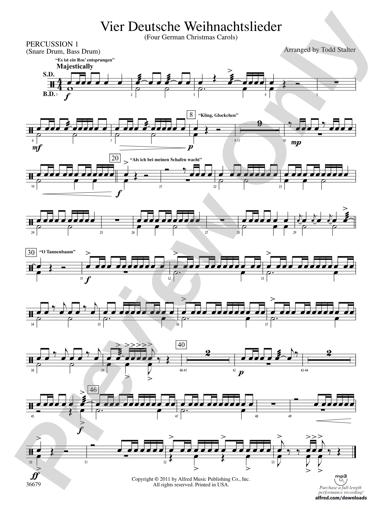 Vier Deutsche Weihnachtslieder: 1st Percussion