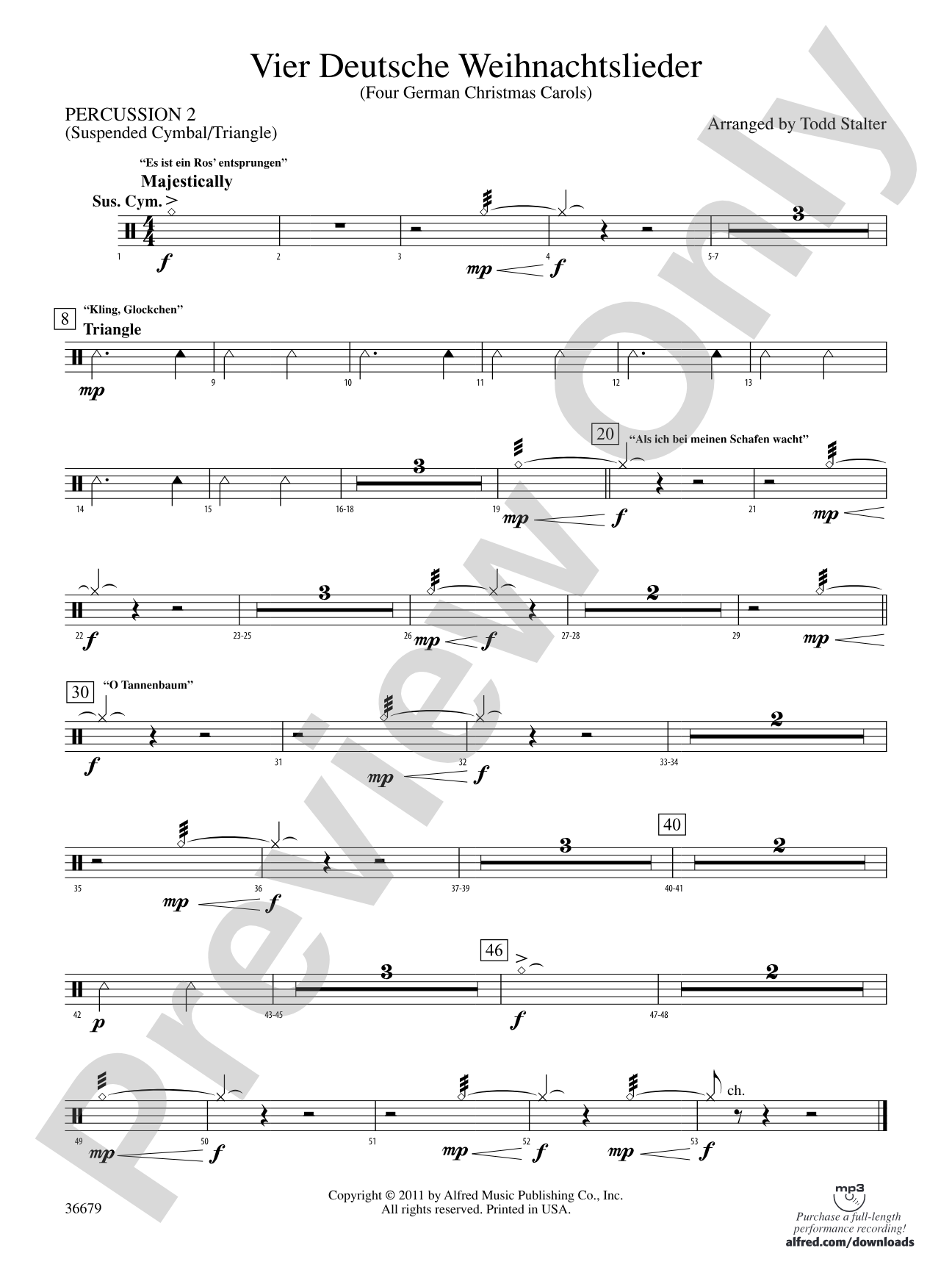 Vier Deutsche Weihnachtslieder: 2nd Percussion