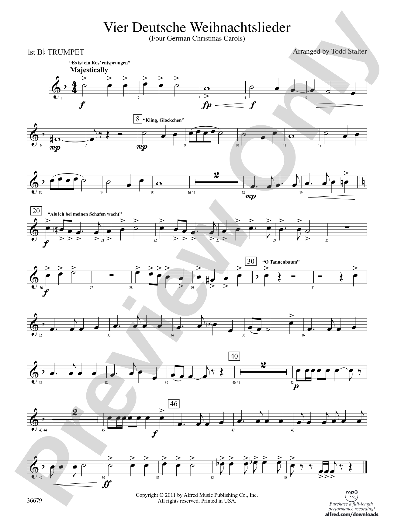 Vier Deutsche Weihnachtslieder: 1st B-flat Trumpet