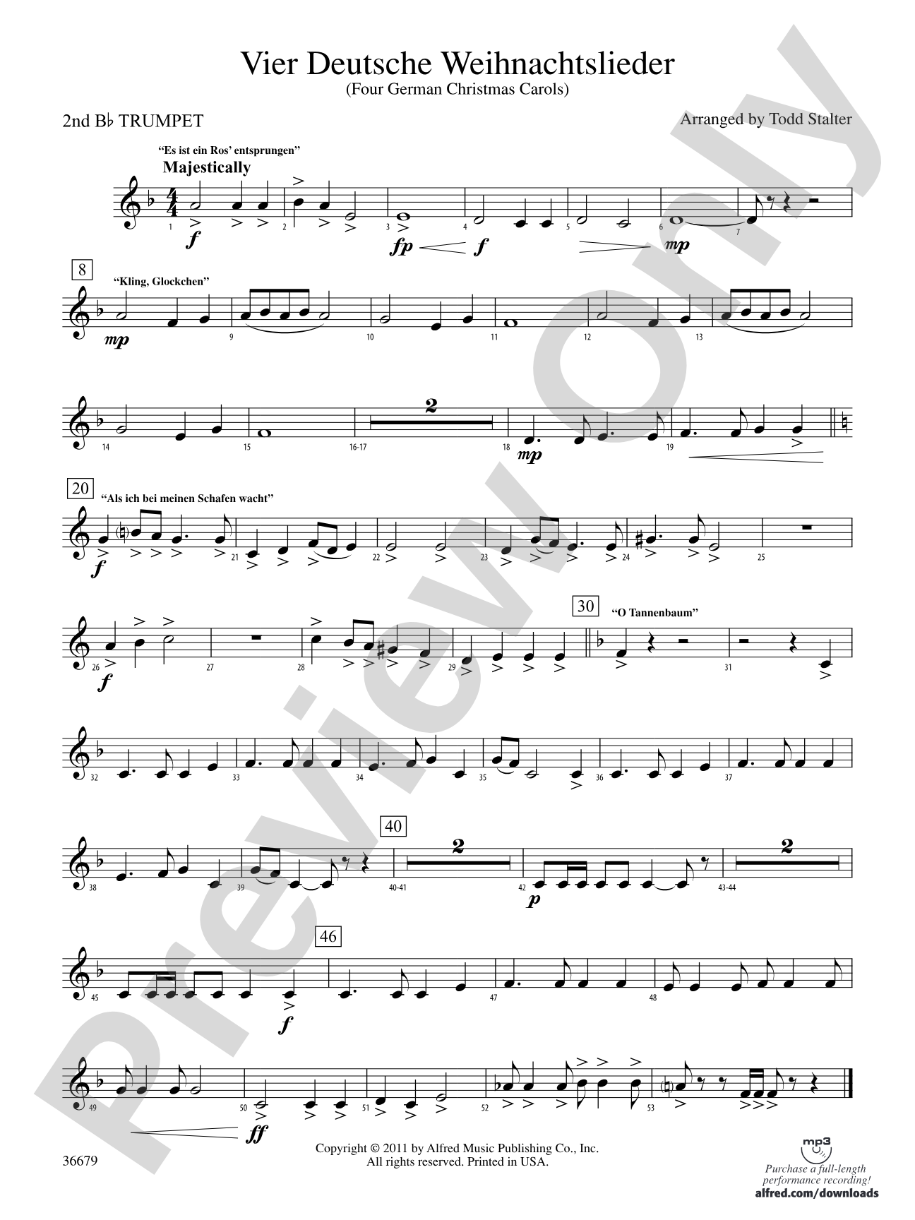 Vier Deutsche Weihnachtslieder: 2nd B-flat Trumpet