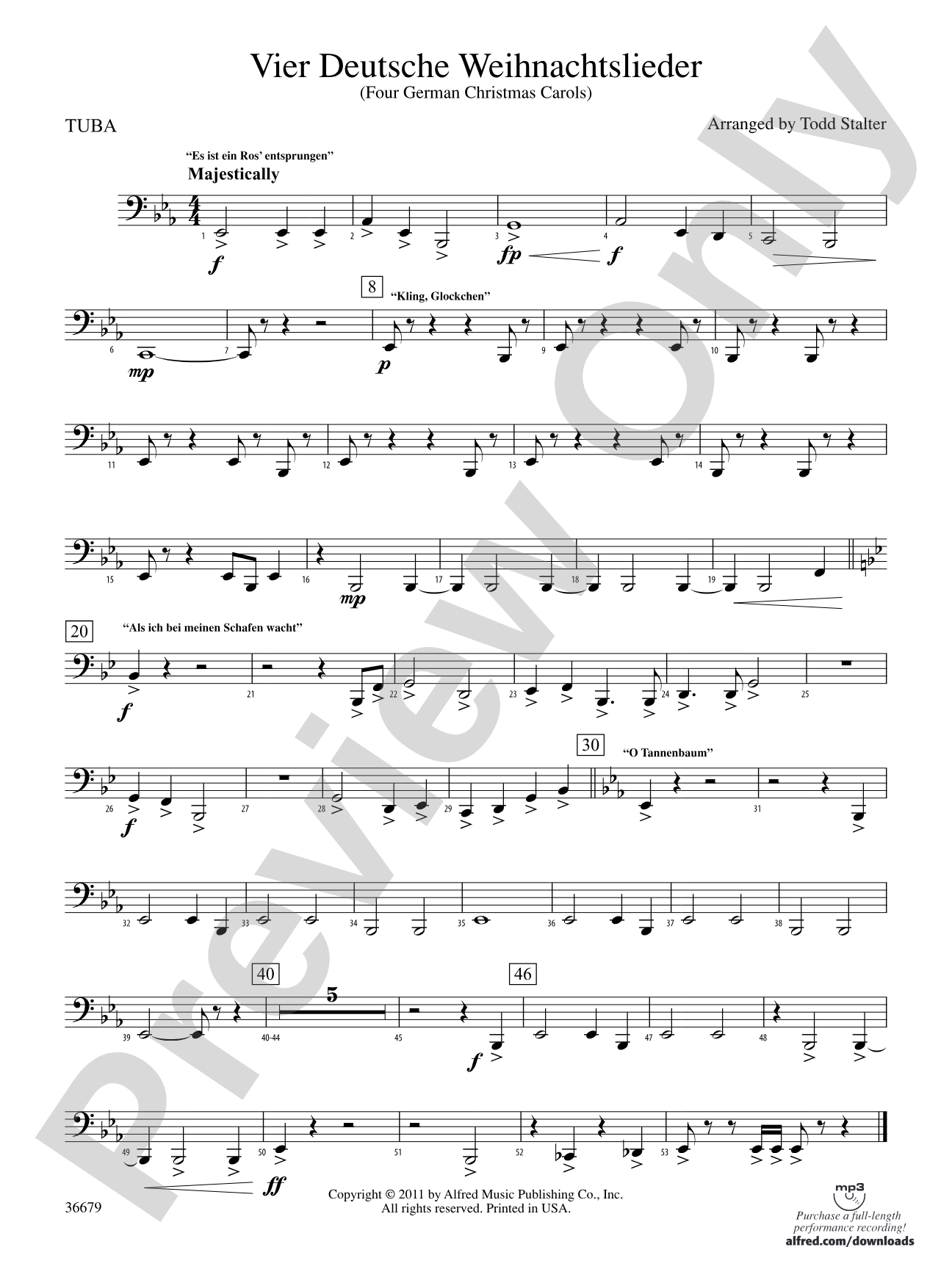 Vier Deutsche Weihnachtslieder: Tuba