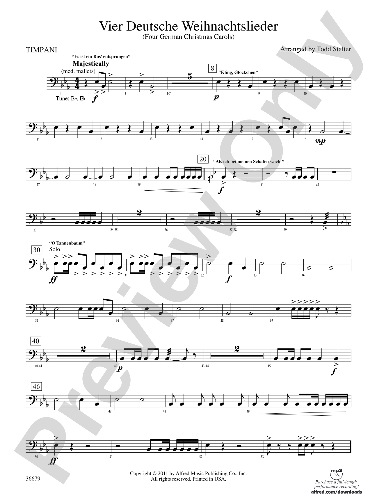 Vier Deutsche Weihnachtslieder: Timpani