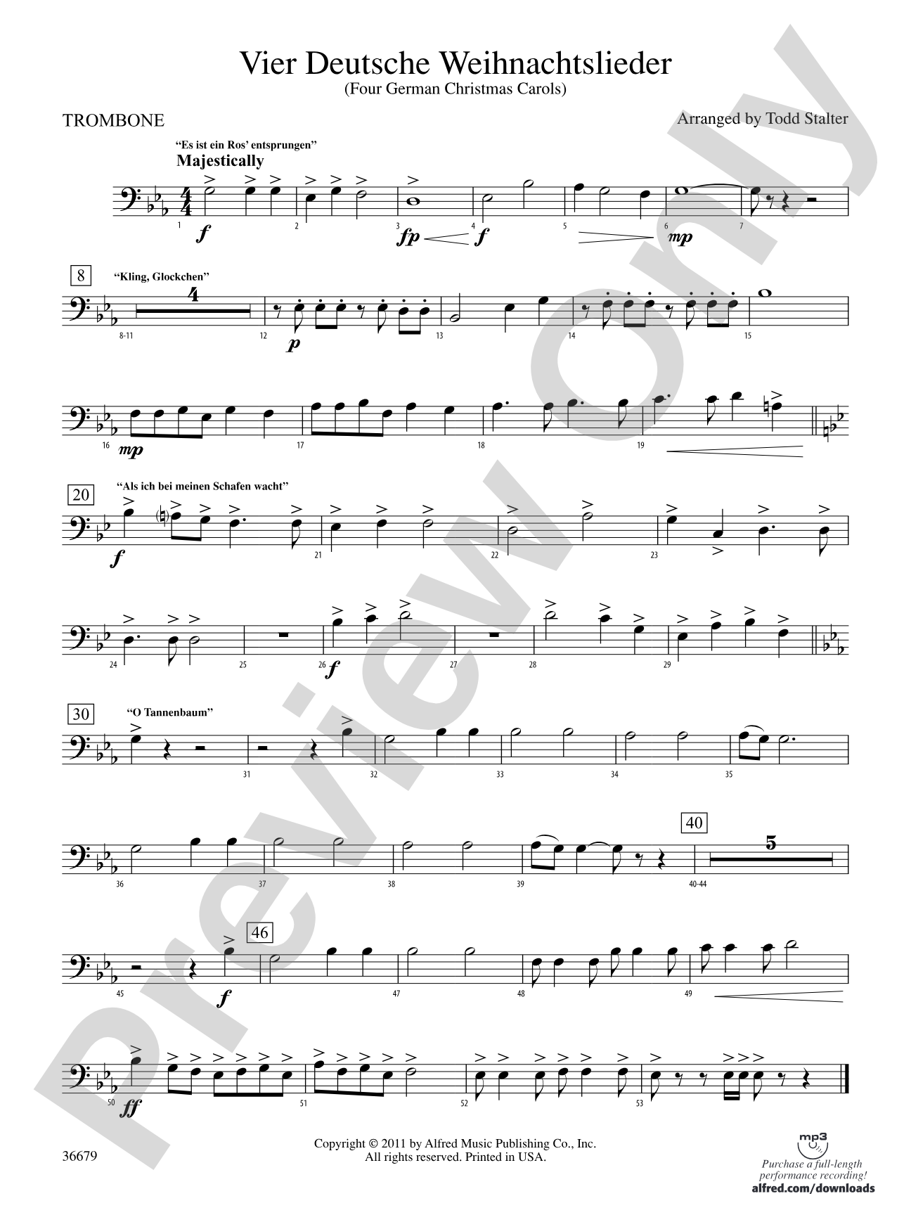 Vier Deutsche Weihnachtslieder: 1st Trombone