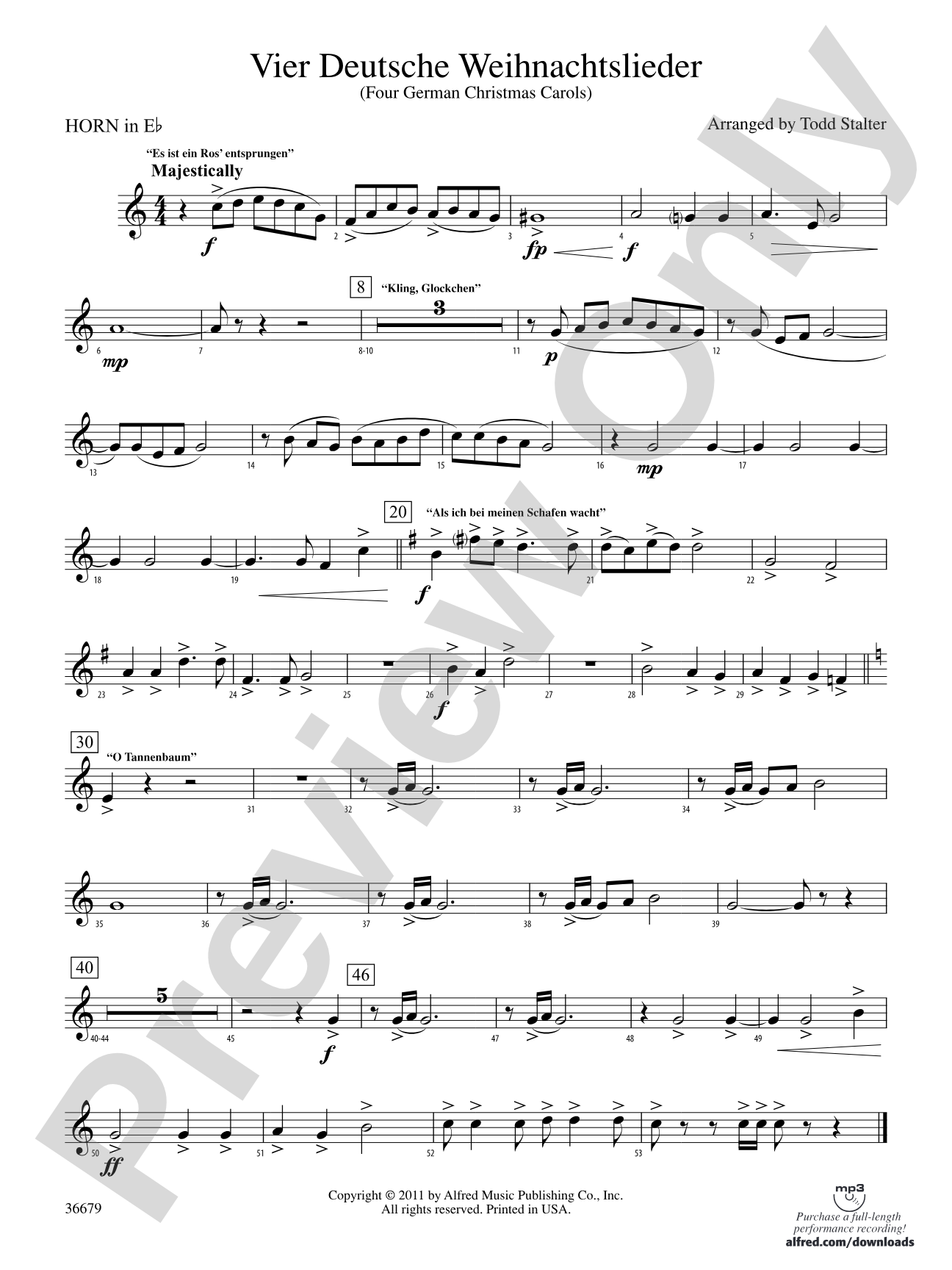 Vier Deutsche Weihnachtslieder: (wp) 1st Horn in E-flat