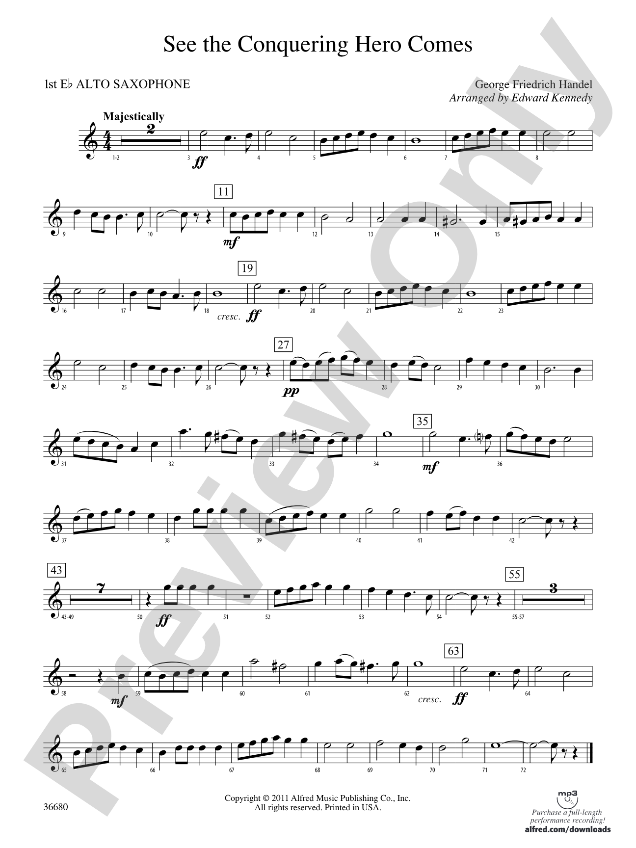 See the Conquering Hero Comes: E-flat Alto Saxophone
