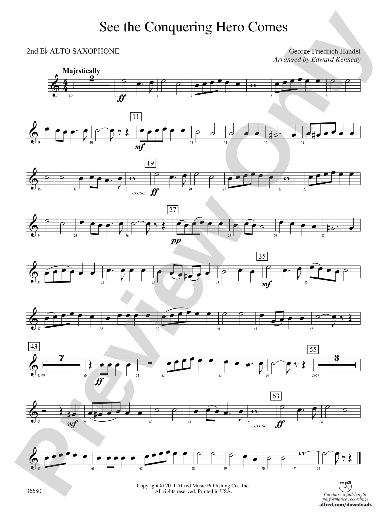 See the Conquering Hero Comes: 2nd E-flat Alto Saxophone