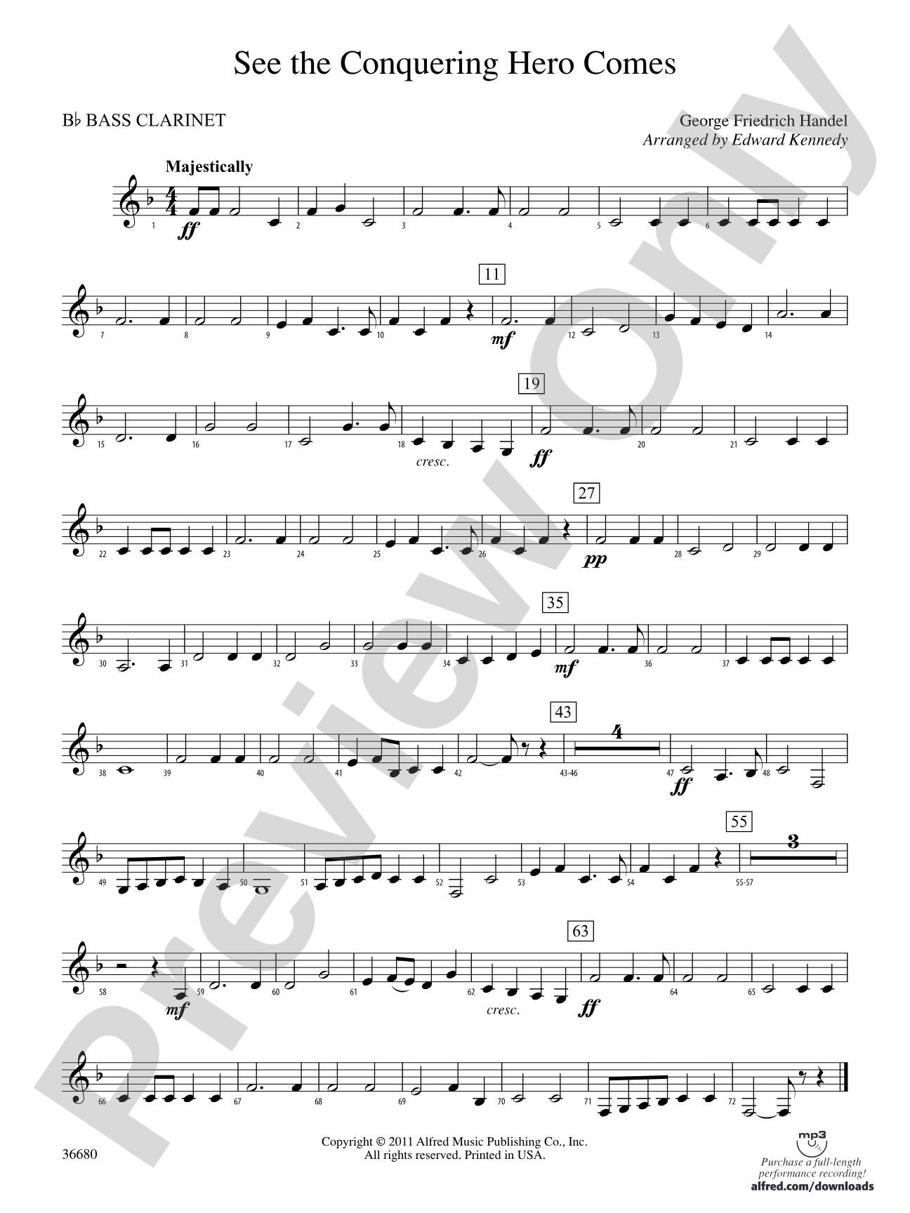 See the Conquering Hero Comes: B-flat Bass Clarinet