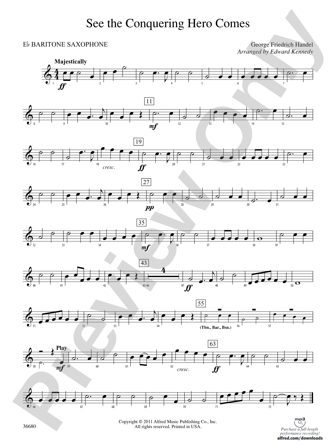 See the Conquering Hero Comes: E-flat Baritone Saxophone