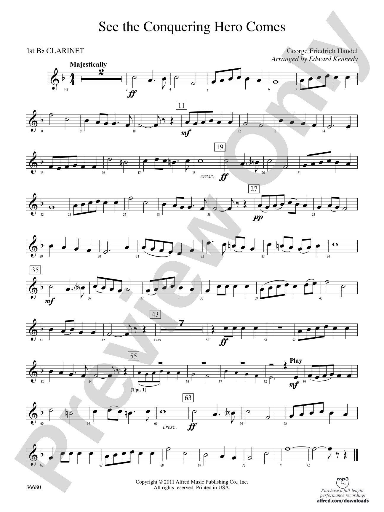 See the Conquering Hero Comes: 1st B-flat Clarinet