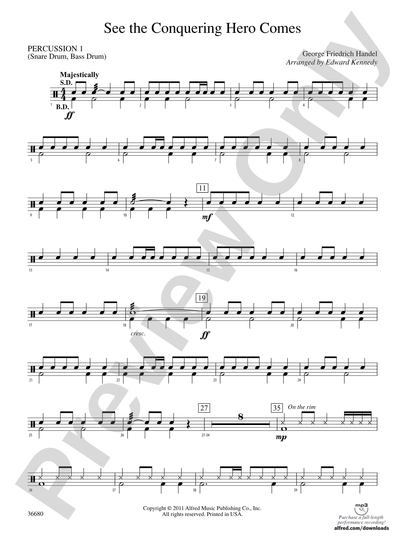 See the Conquering Hero Comes: 1st Percussion