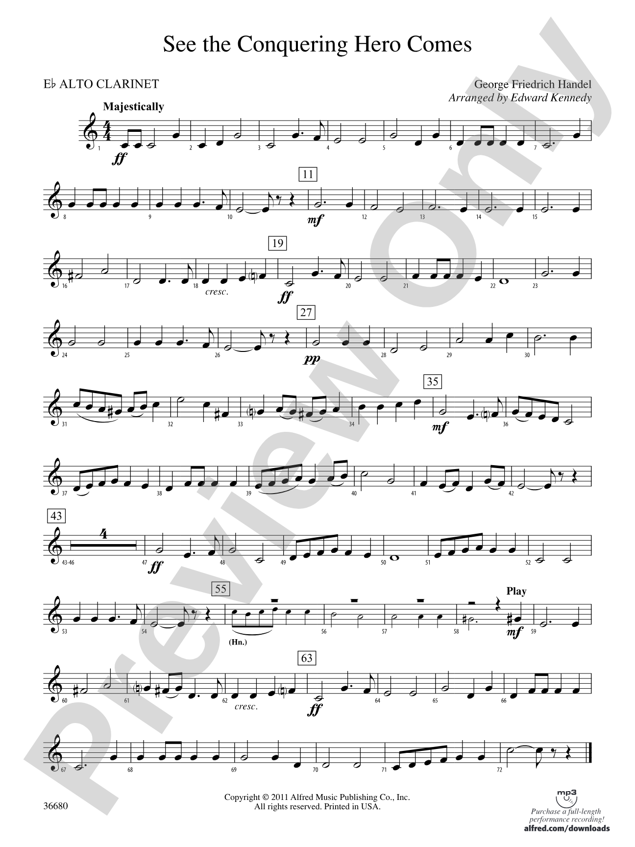 See the Conquering Hero Comes: (wp) E-flat Alto Clarinet