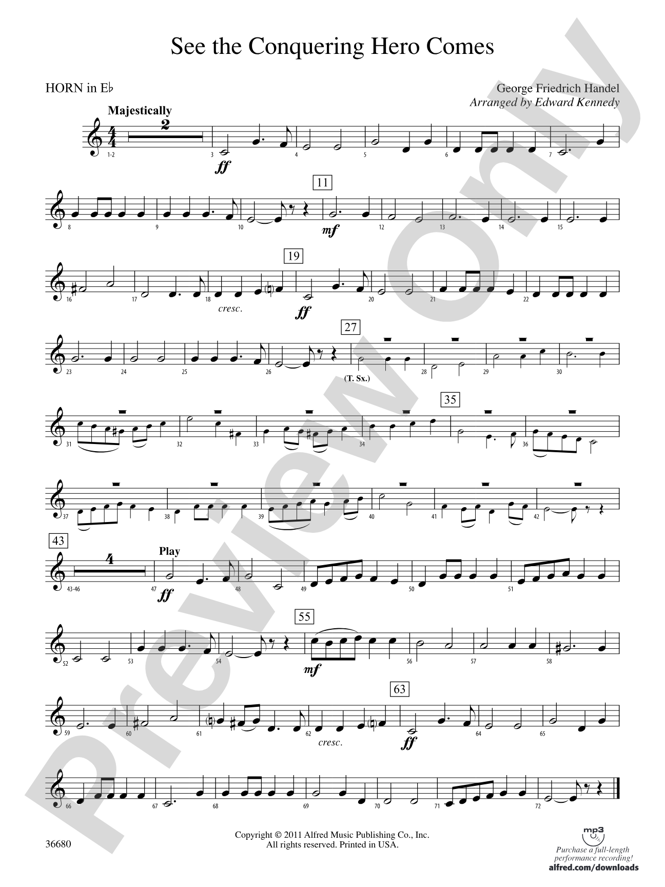 See the Conquering Hero Comes: (wp) 1st Horn in E-flat