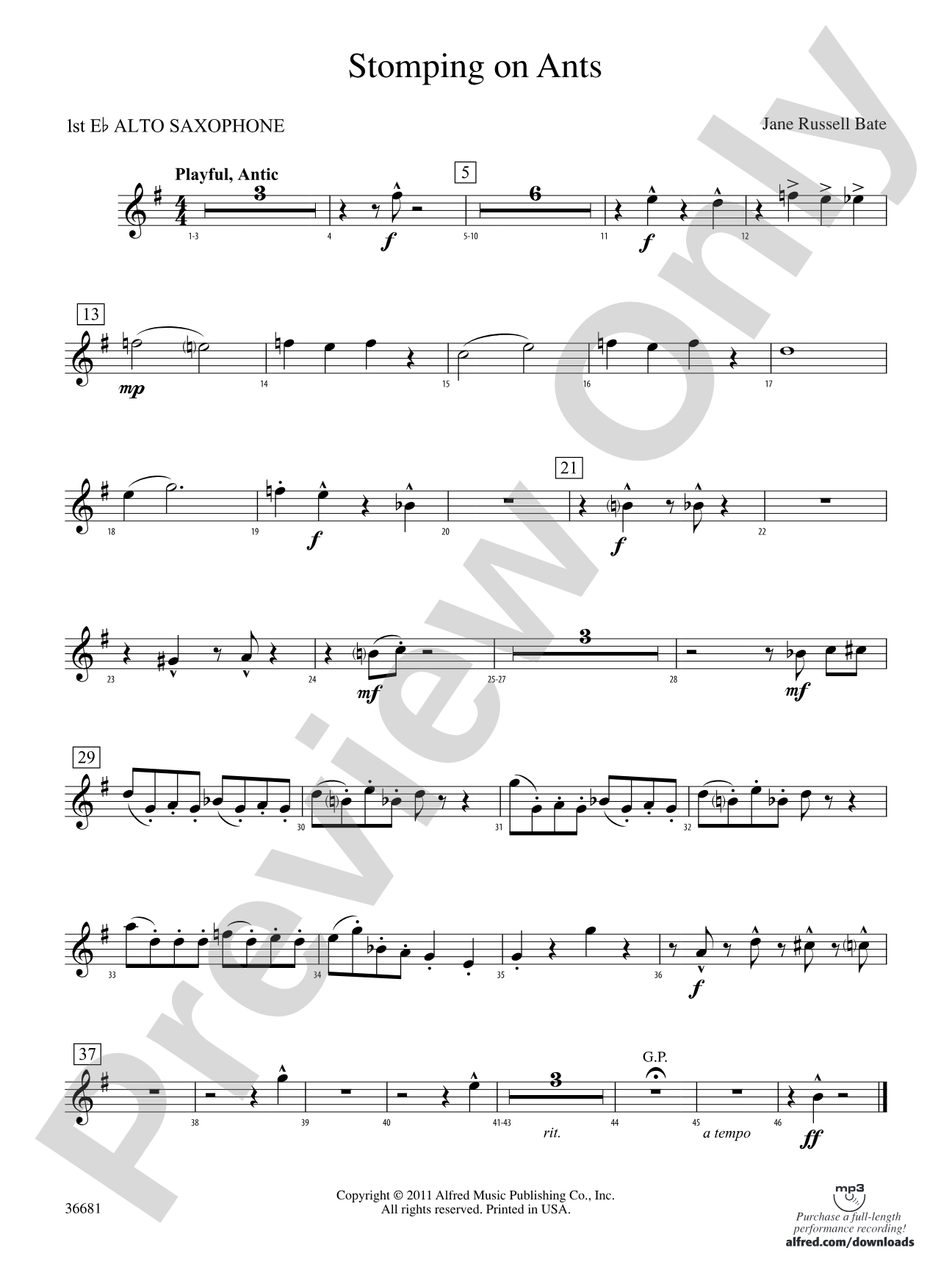 Stomping on Ants: E-flat Alto Saxophone