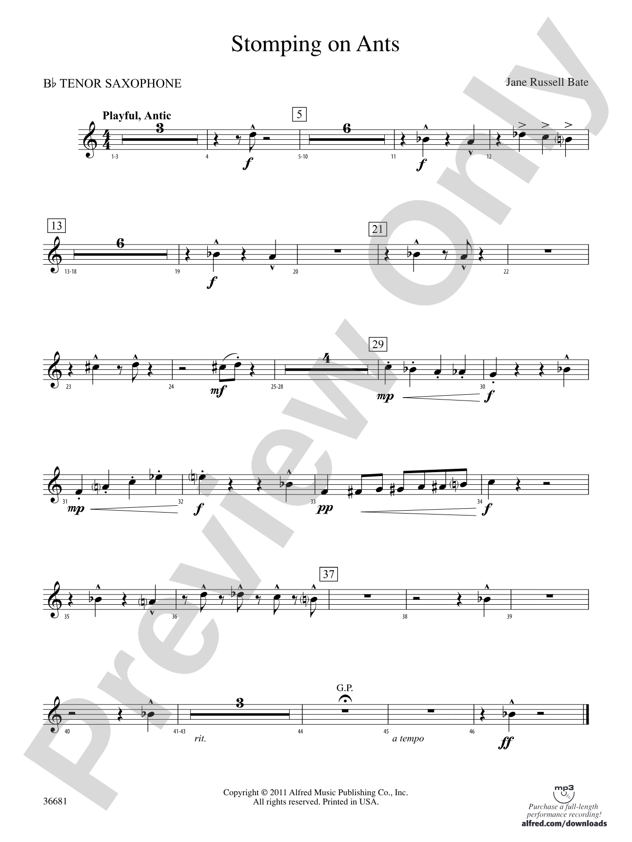 Stomping on Ants: B-flat Tenor Saxophone