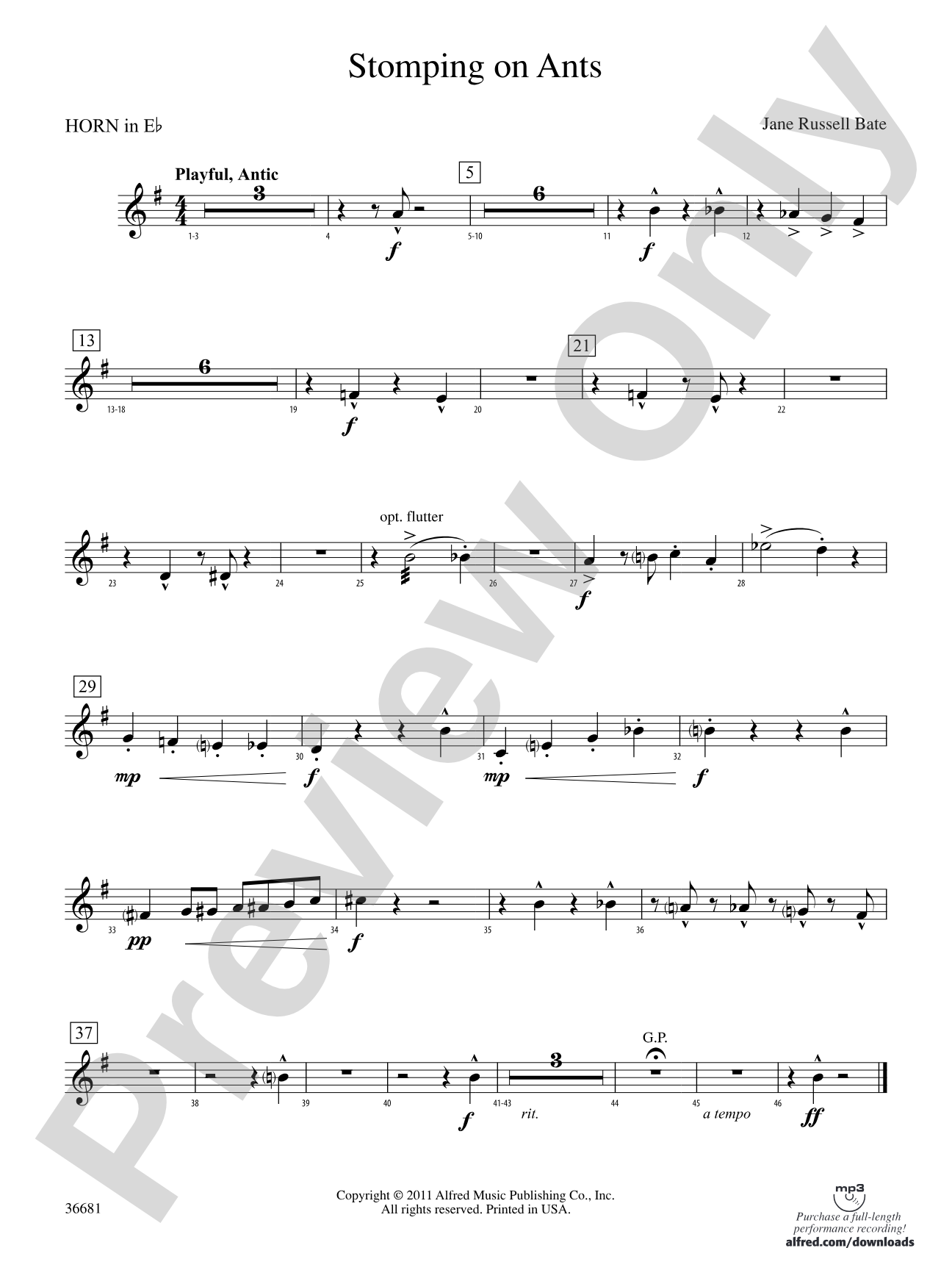 Stomping on Ants: (wp) 1st Horn in E-flat