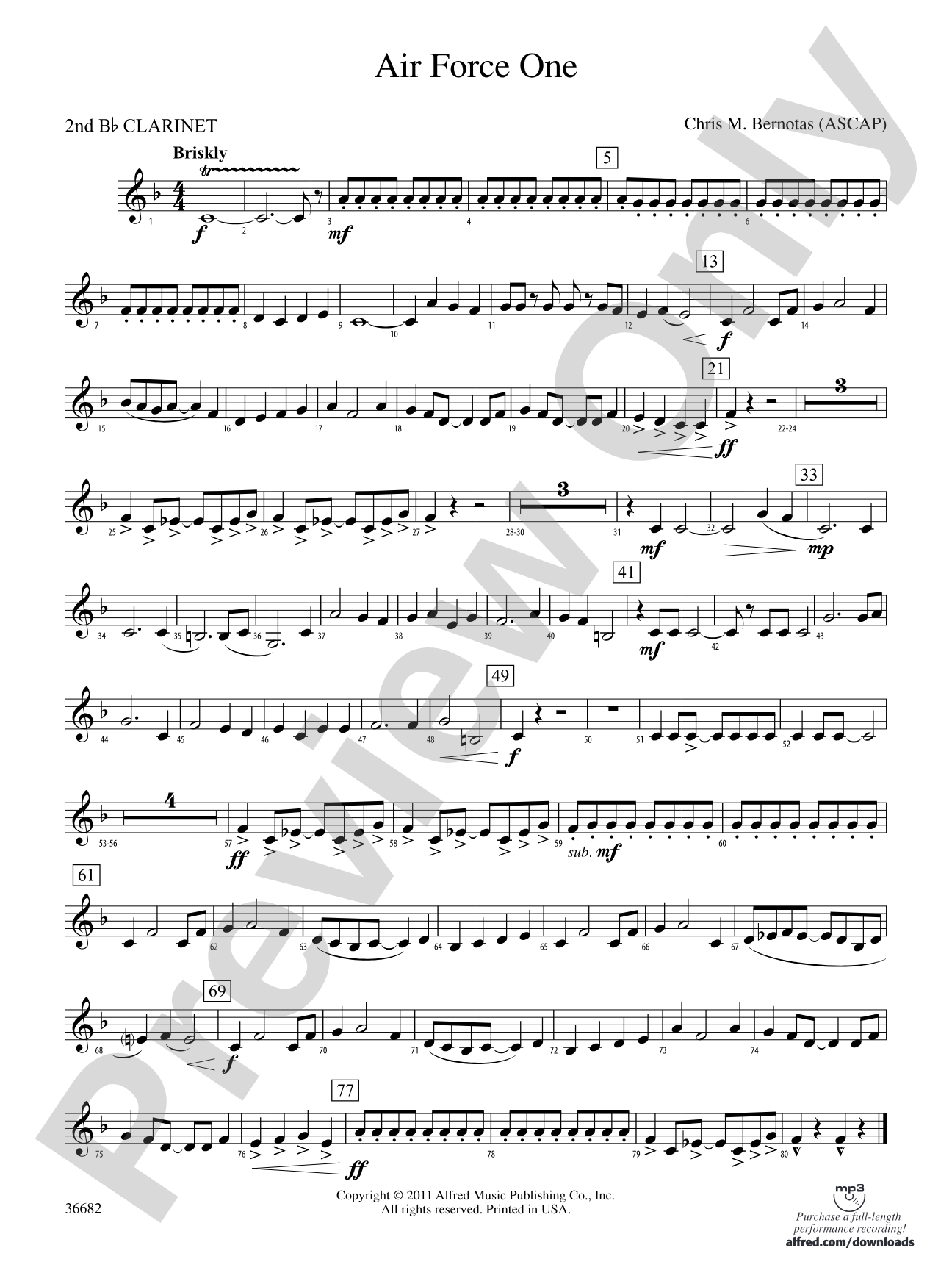 Air Force One: 2nd B-flat Clarinet