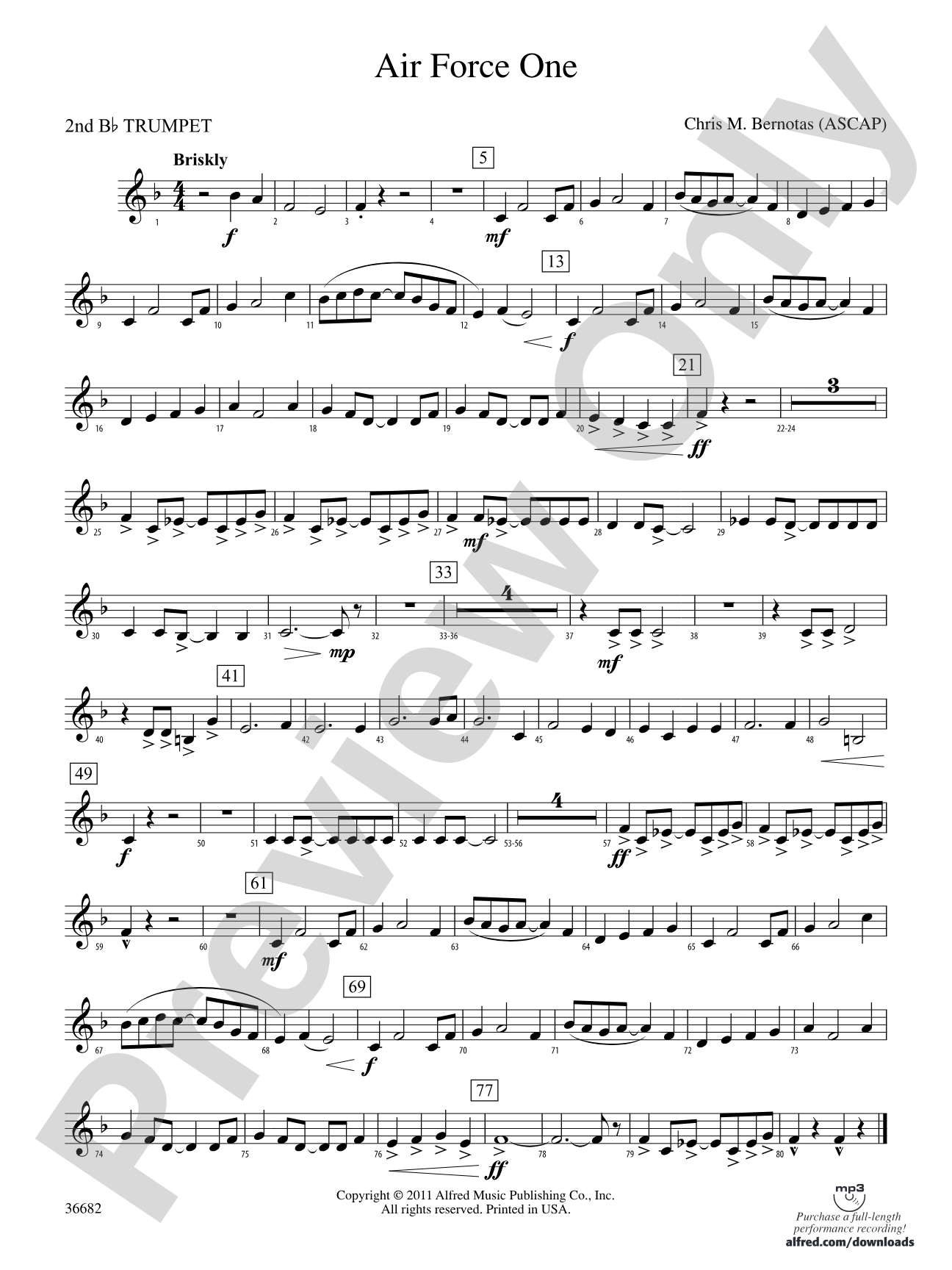 Air Force One: 2nd B-flat Trumpet