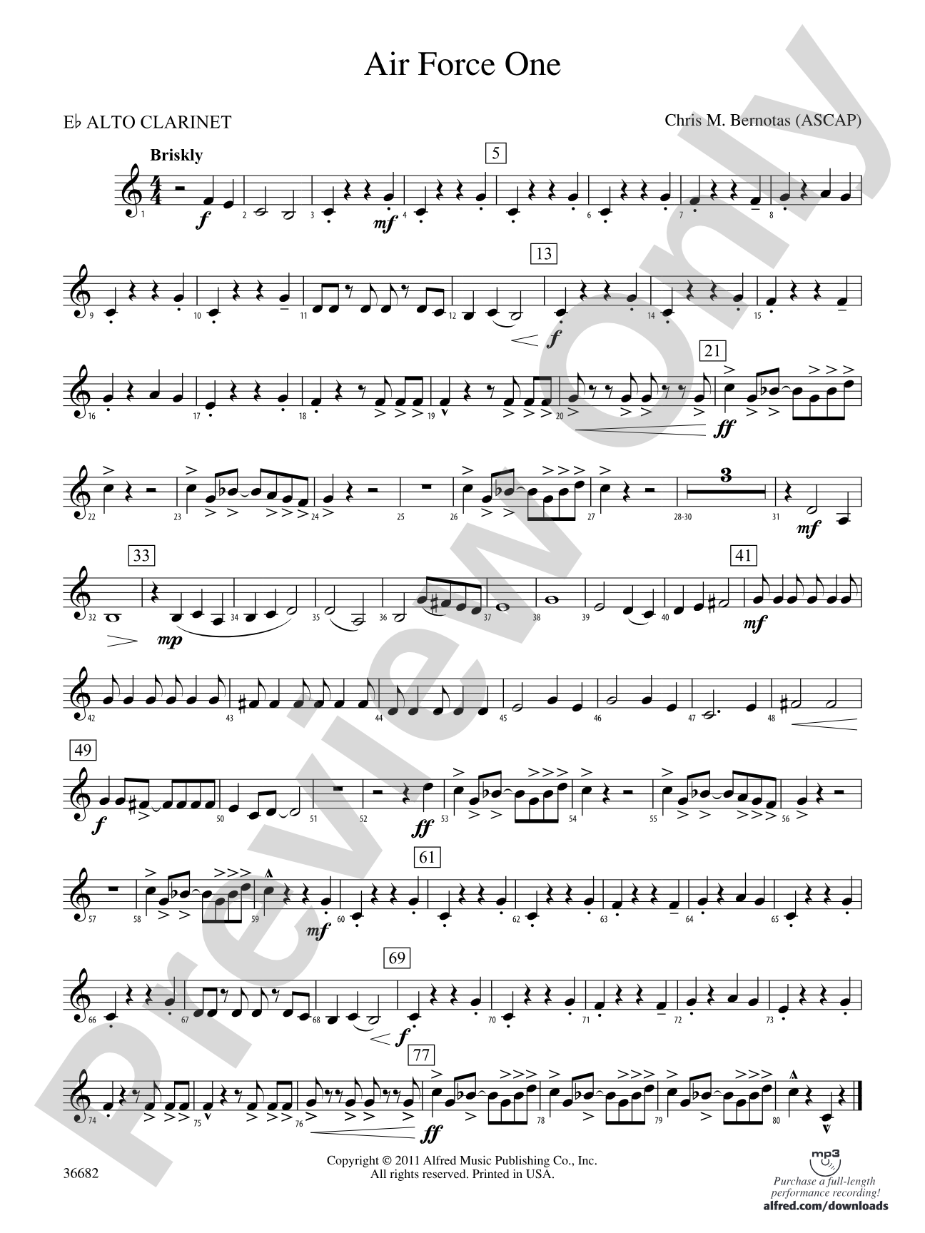 Air Force One: (wp) E-flat Alto Clarinet