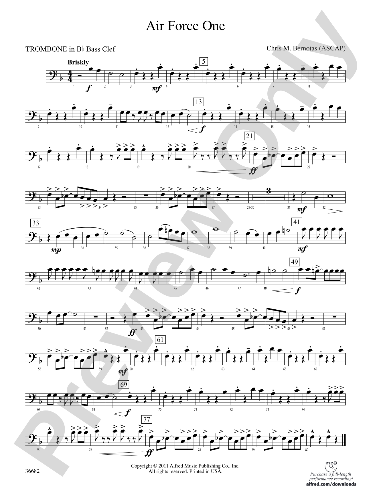 Air Force One: (wp) 1st B-flat Trombone B.C.