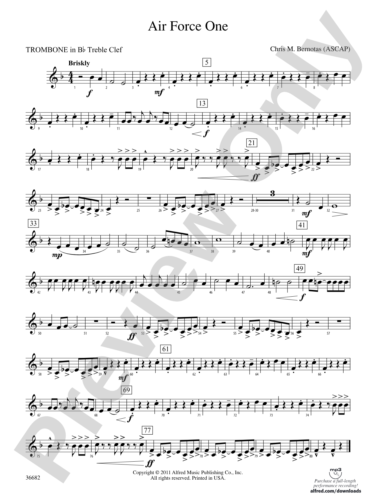 Air Force One: (wp) 1st B-flat Trombone T.C.