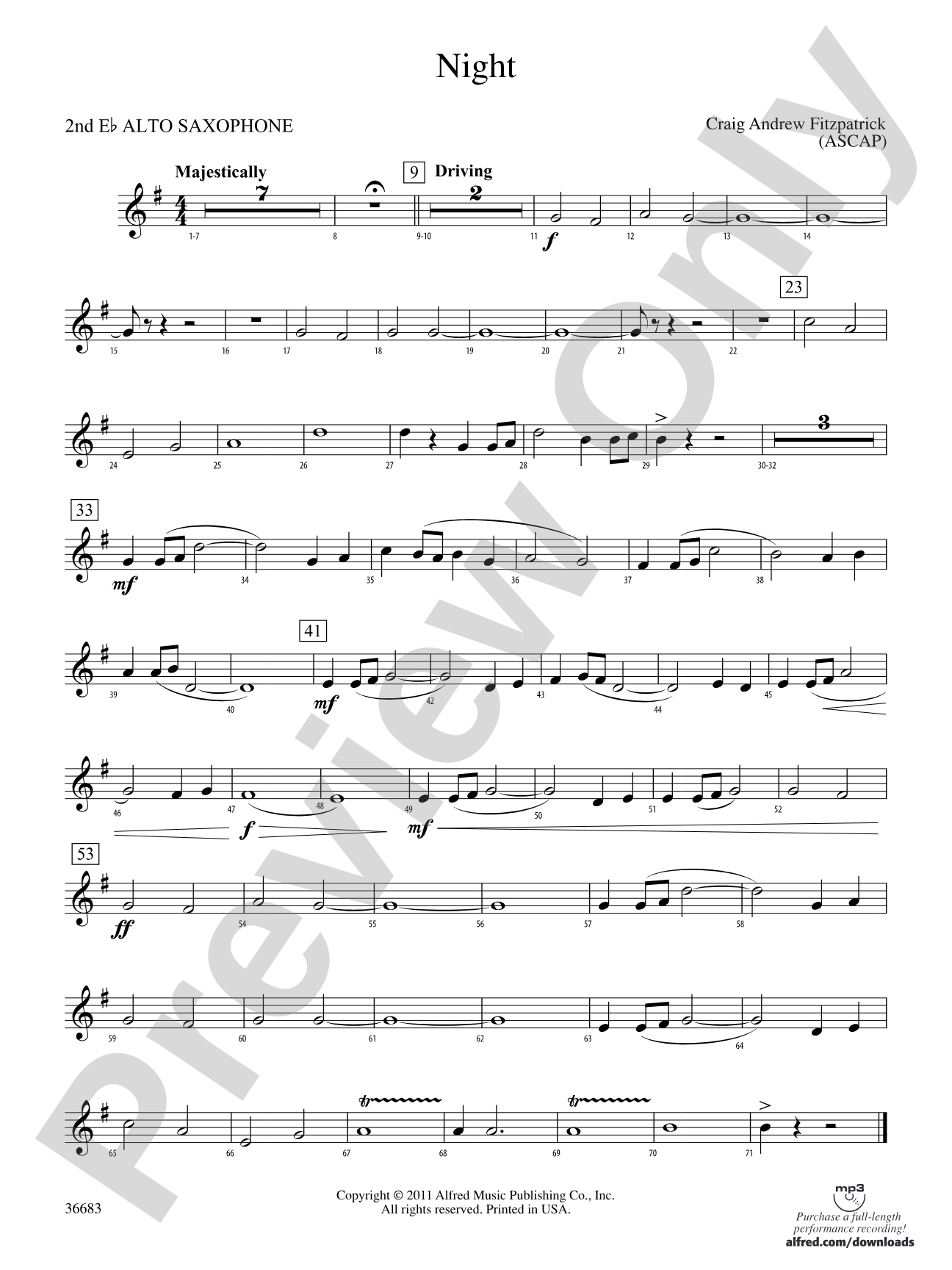 Night: 2nd E-flat Alto Saxophone